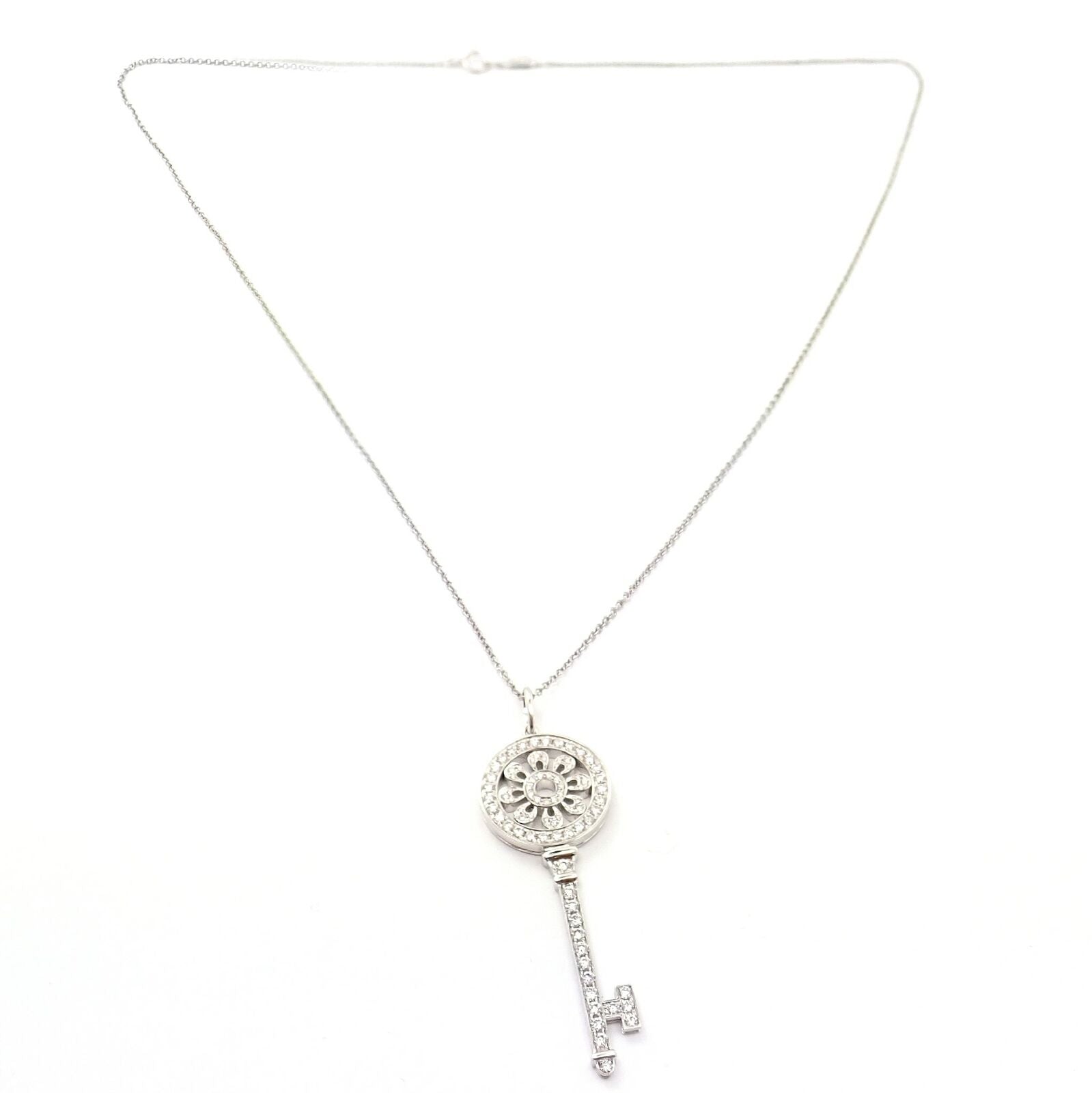 Tiffany & Co. Jewelry & Watches:Fine Jewelry:Necklaces & Pendants Authentic Tiffany & Co Petals Platinum Diamond Key Pendant Necklace