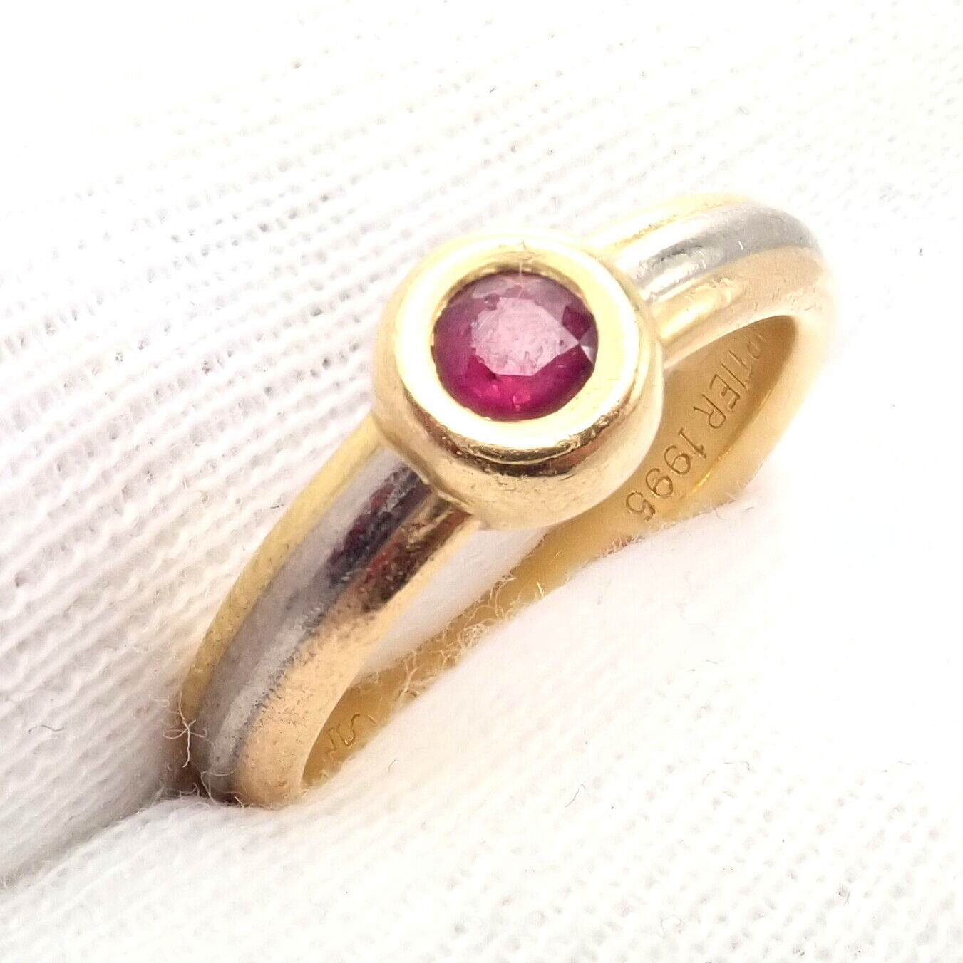 Cartier Jewelry & Watches:Fine Jewelry:Rings Authentic! Cartier 18k Tricolor Gold Ruby Trinity Band Ring 1995 sz 4.75