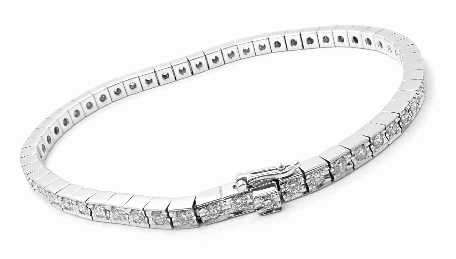 Authentic Cartier Lanieres 18k White Gold Diamond Line Tennis Bracelet