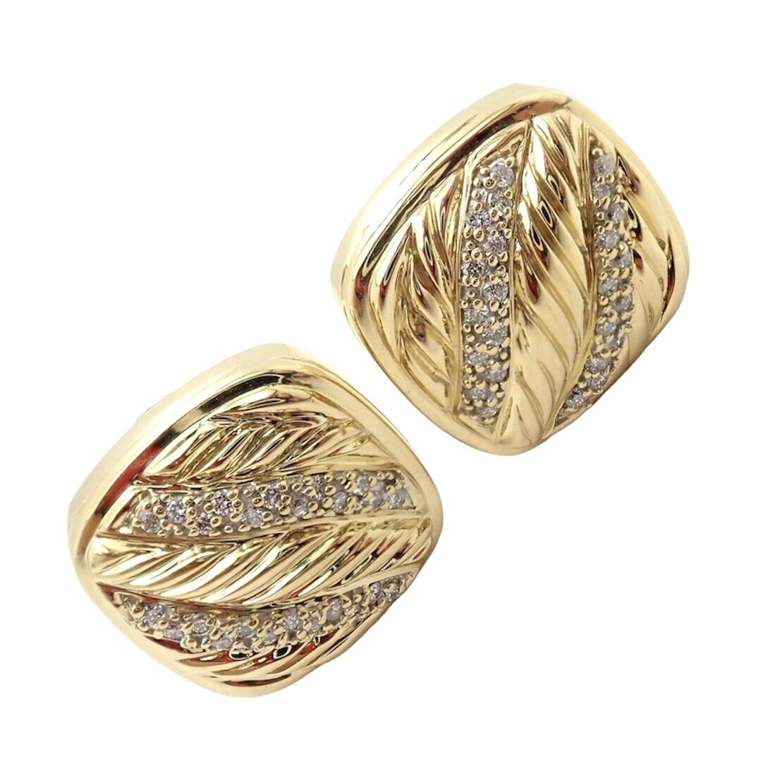 David Yurman Jewelry & Watches:Fine Jewelry:Earrings Authentic! David Yurman 18K Yellow Gold Diamond Rope Earrings