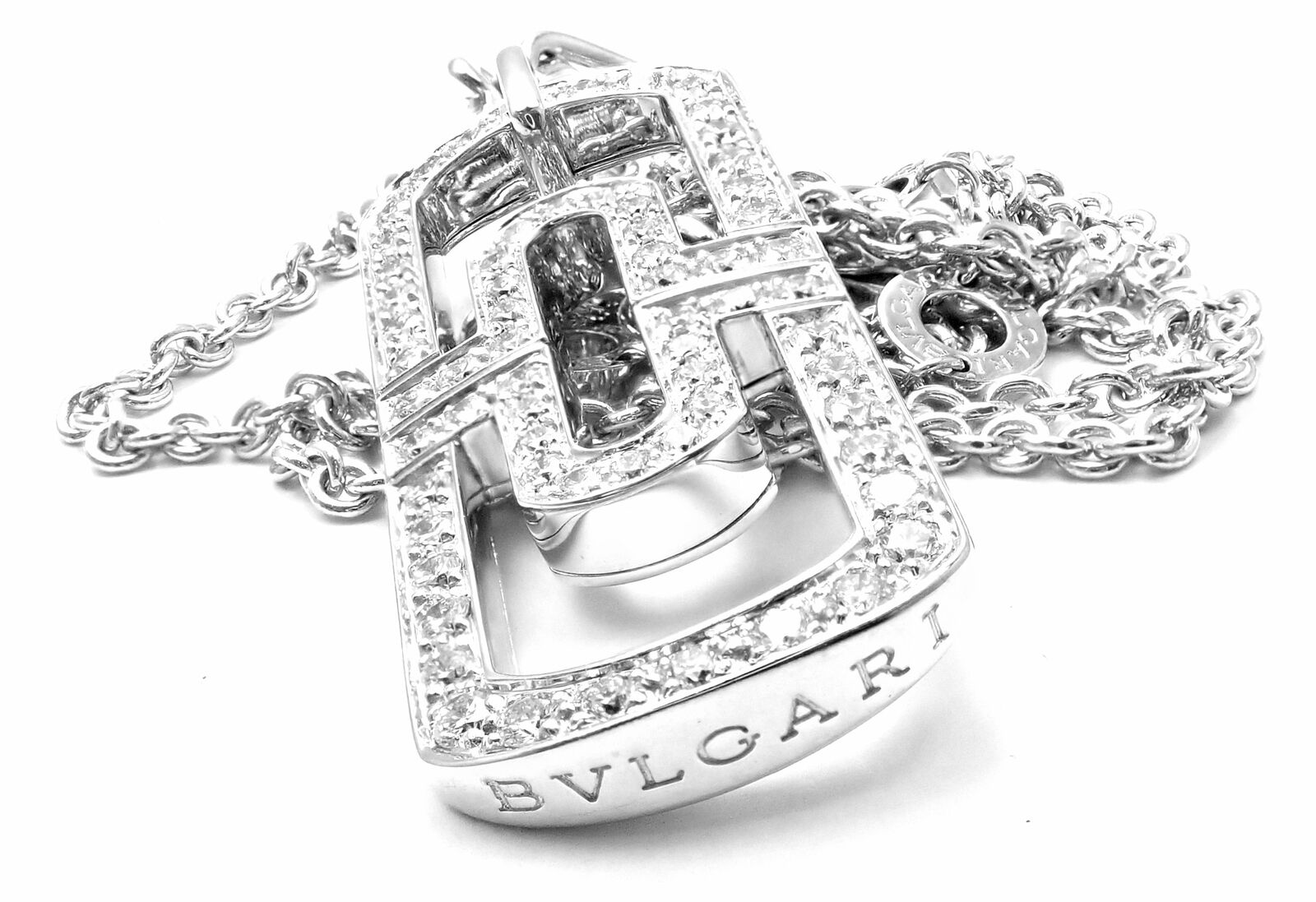 Bulgari Jewelry & Watches:Fine Jewelry:Necklaces & Pendants Authentic! Bulgari Bvlgari Parentesi 18k White Gold Diamond Pendant Necklace