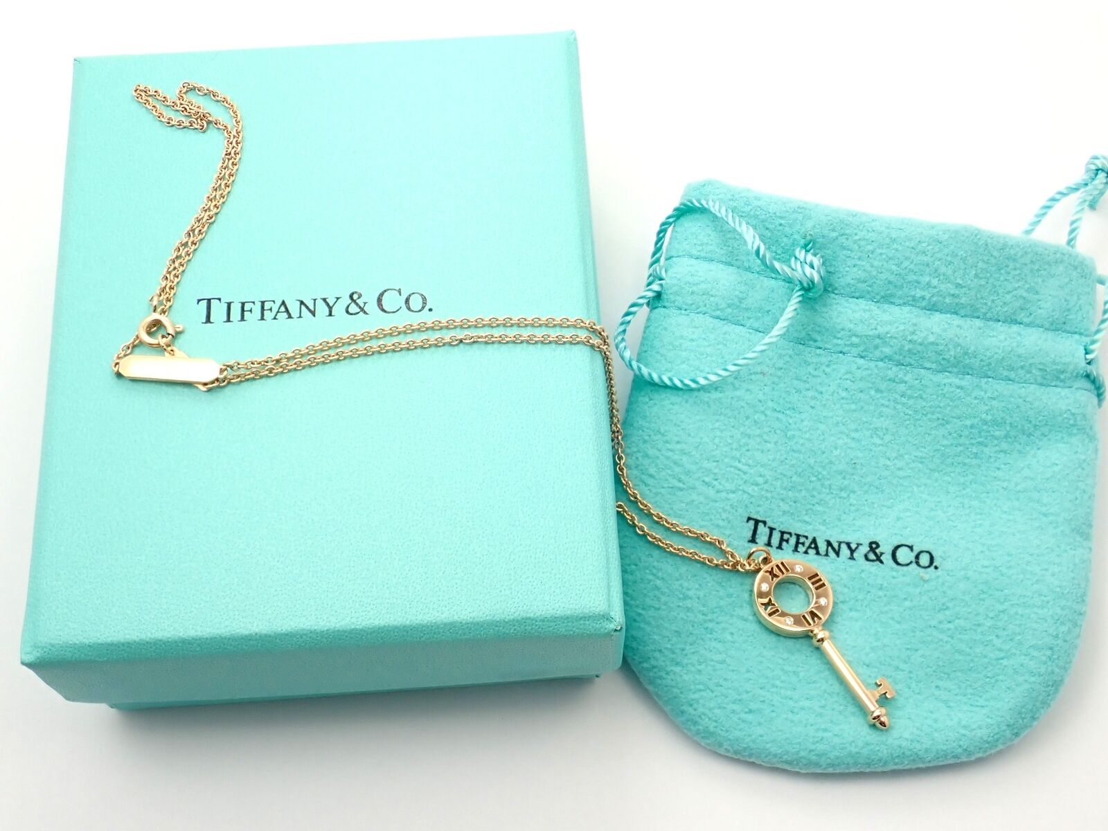 Tiffany & Co. Jewelry & Watches:Fine Jewelry:Necklaces & Pendants Authentic Tiffany & Co 18k Rose Gold Atlas Diamond Key Pendant Necklace