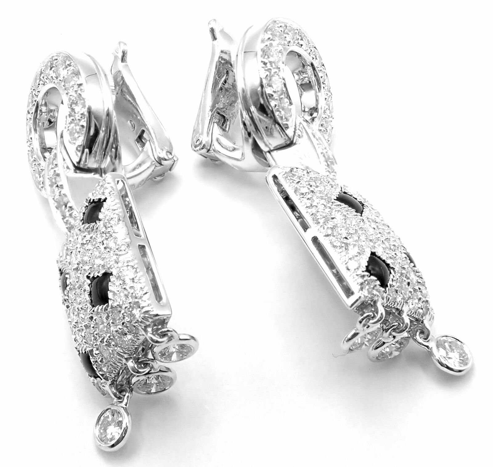 Cartier Jewelry & Watches:Fine Jewelry:Earrings Authentic! Cartier Panthere Panther 18k White Gold Diamond Black Onyx Earrings