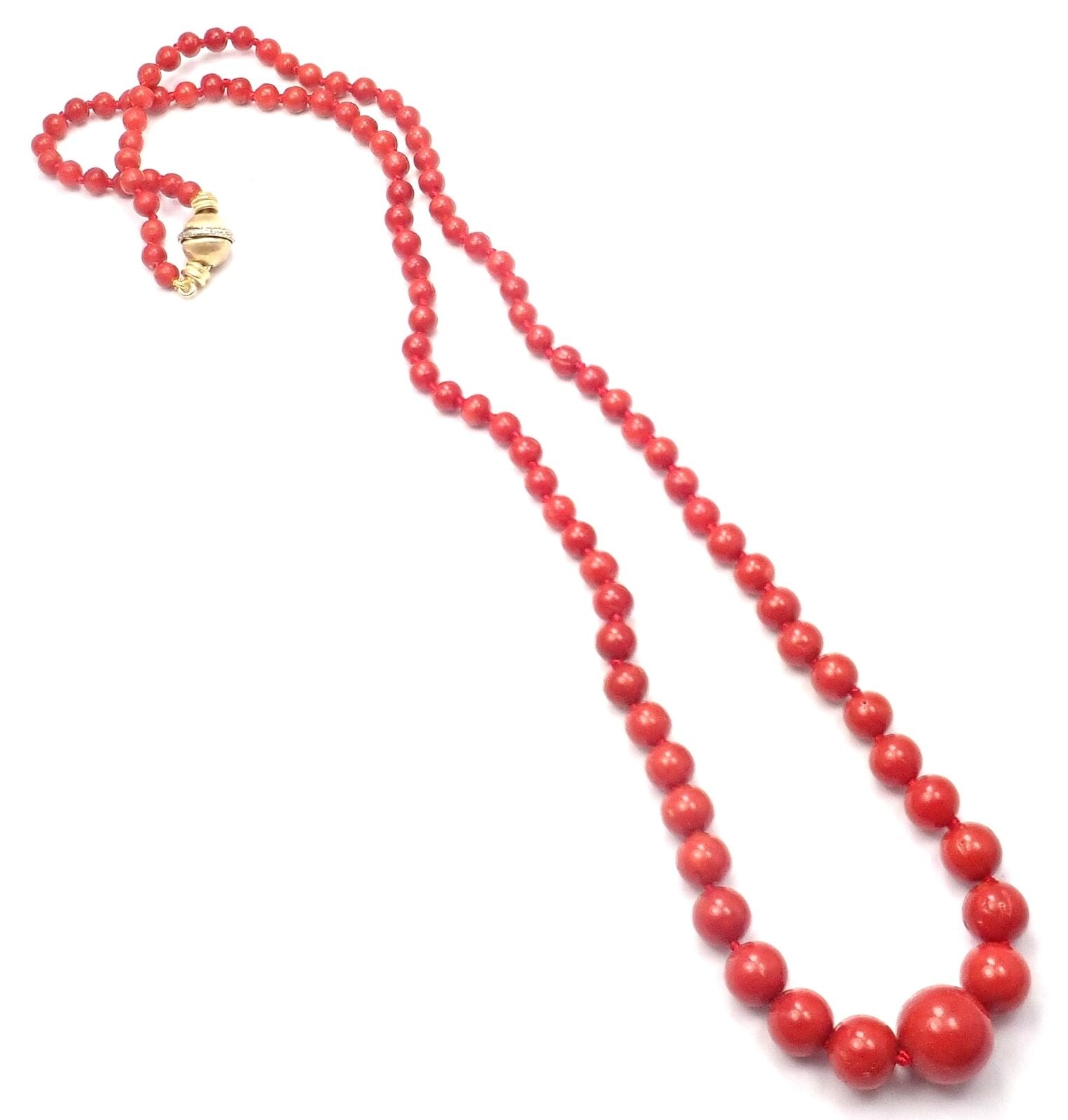 Buccellati Jewelry & Watches:Fine Jewelry:Necklaces & Pendants Rare! Authentic Vintage Buccellati 18k Yellow Gold Graduated Coral Bead Necklace