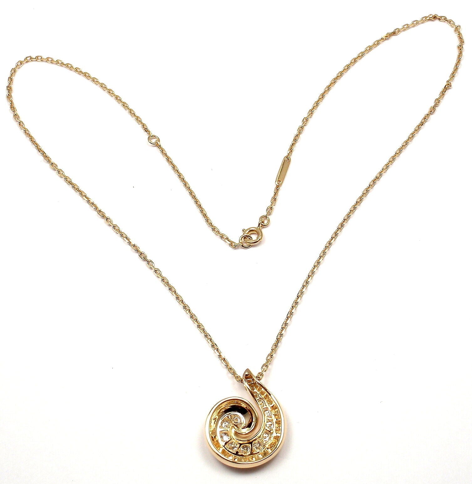 Van Cleef & Arpels Jewelry & Watches:Fine Jewelry:Necklaces & Pendants Authentic! VAN CLEEF & ARPELS Breeze 18k Yellow Gold Diamond Swirl Necklace