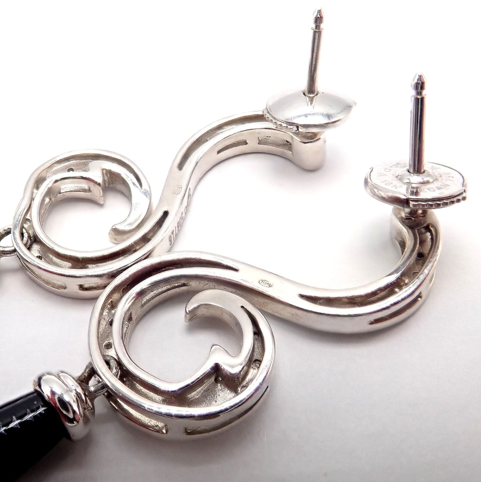 Carrera y Carrera Jewelry & Watches:Fine Jewelry:Earrings Authentic! Carrera Y Carrera CyC 18k White Gold Diamond Onyx Drop Earrings