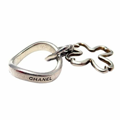 Chanel Sterling Silver Four Leaf Clover Wave Band Ring Sz 4