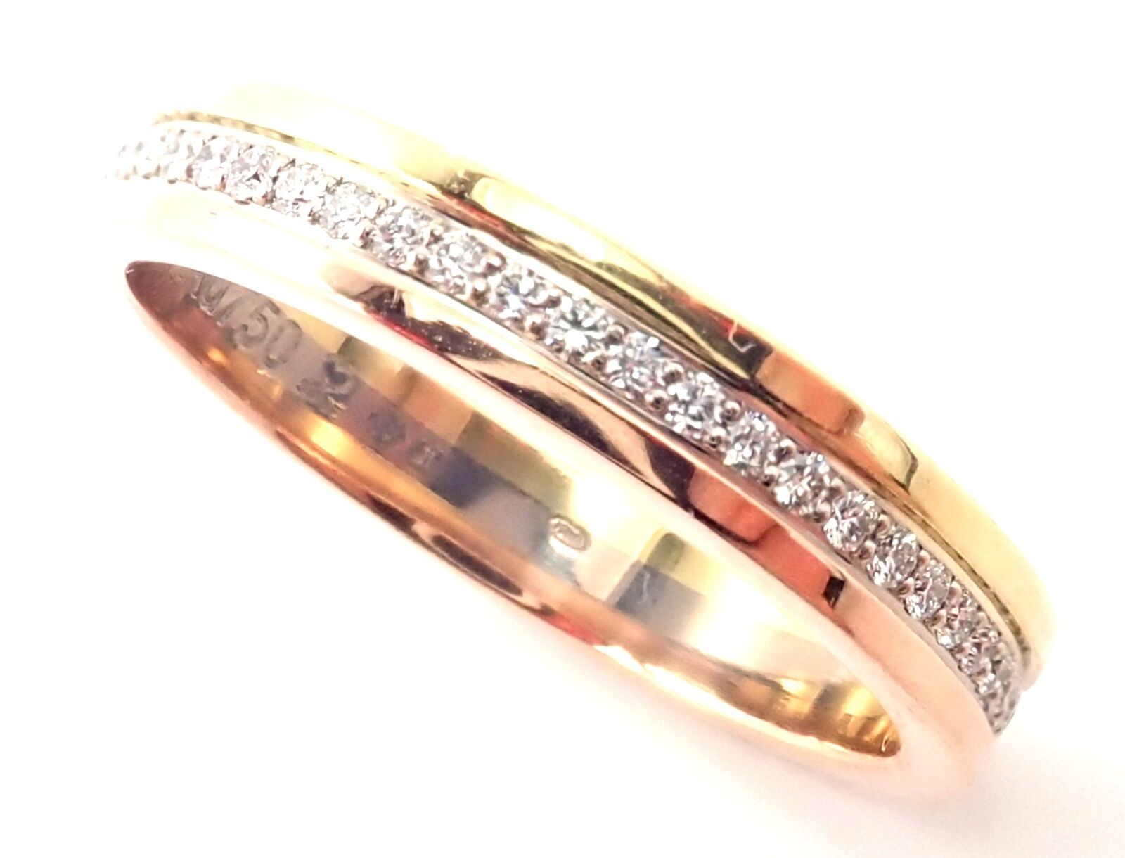 Cartier Jewelry & Watches:Fine Jewelry:Rings Authentic! Vendome Louis Cartier 18k Tri-Color Gold Diamond Band Ring Size 6.75