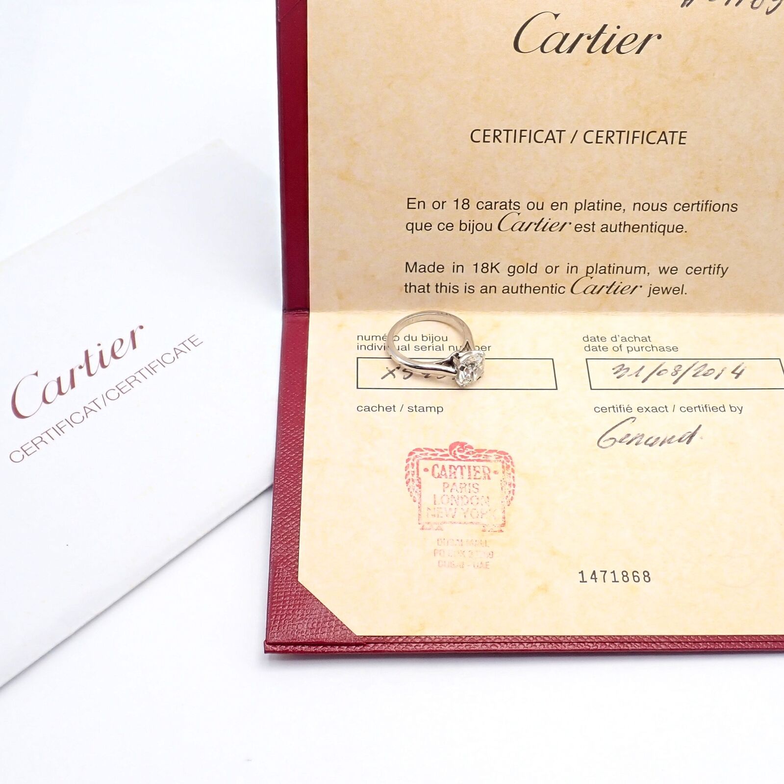 Cartier Jewelry & Watches:Fine Jewelry:Rings Authentic! Cartier Platinum 1.70ct VVS1 / H Diamond Solitaire Engagement Ring