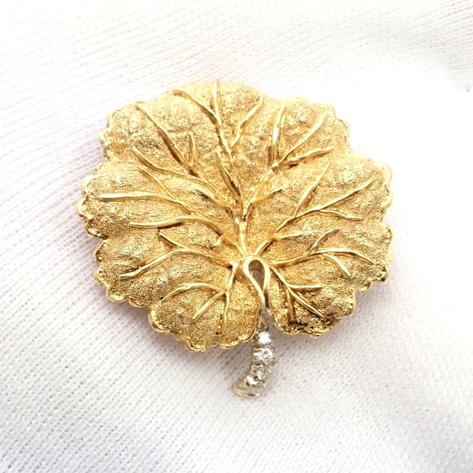 Tiffany & Co. Jewelry & Watches:Fine Jewelry:Brooches & Pins Rare! Vintage Authentic Tiffany & Co 18k Yellow Gold Diamond Leaf Brooch