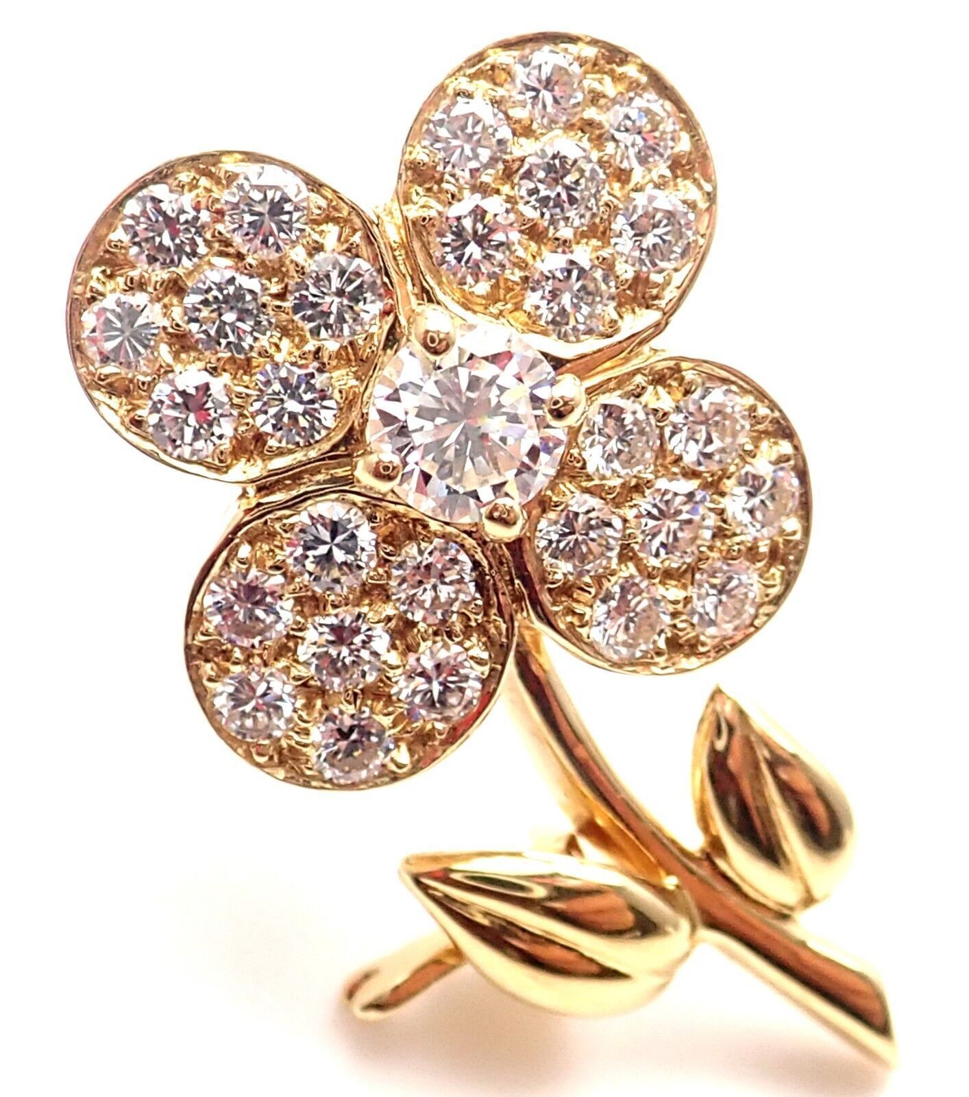 Van Cleef & Arpels Jewelry & Watches:Fine Jewelry:Brooches & Pins Rare! Authentic Van Cleef & Arpels Diamond 18k Yellow Gold Flower Pin Brooch
