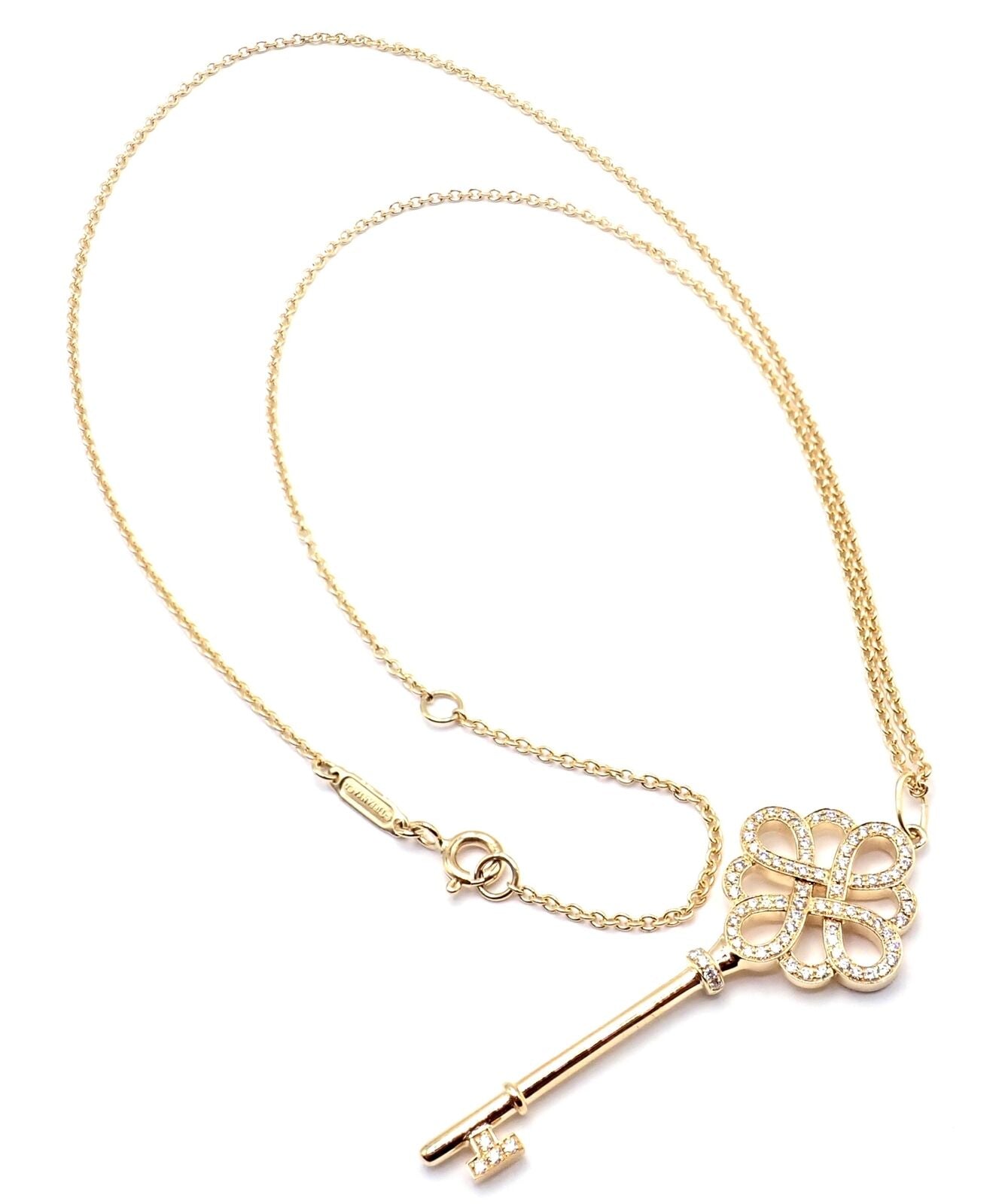 Diamond Key Necklace 14k Solid Gold Key Pendant Necklace Women Key Locket  N78. 