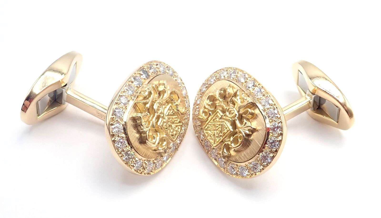Piaget Jewelry & Watches:Men's Jewelry:Cufflinks Rare! Authentic Piaget Coat Of Arms 18k Yellow Gold Diamond Cufflinks