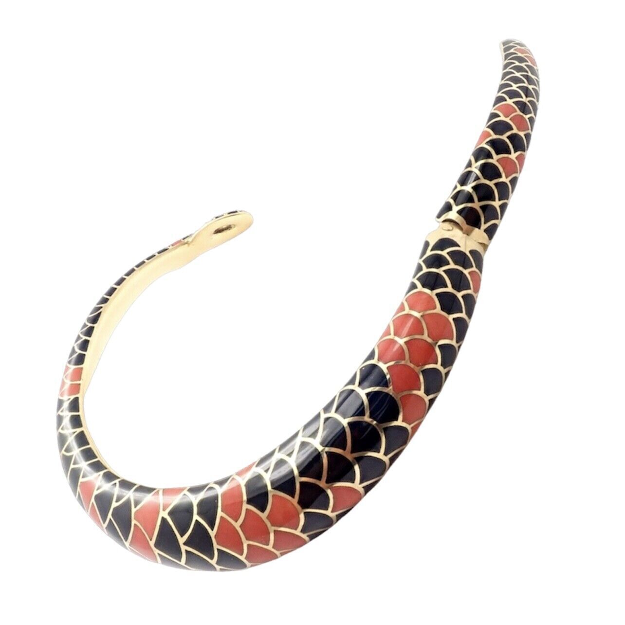 Angela Cummings Jewelry & Watches:Fine Jewelry:Necklaces & Pendants Authentic! Angela Cummings 18k Gold Red Black Coral Snakeskin Collar Necklace