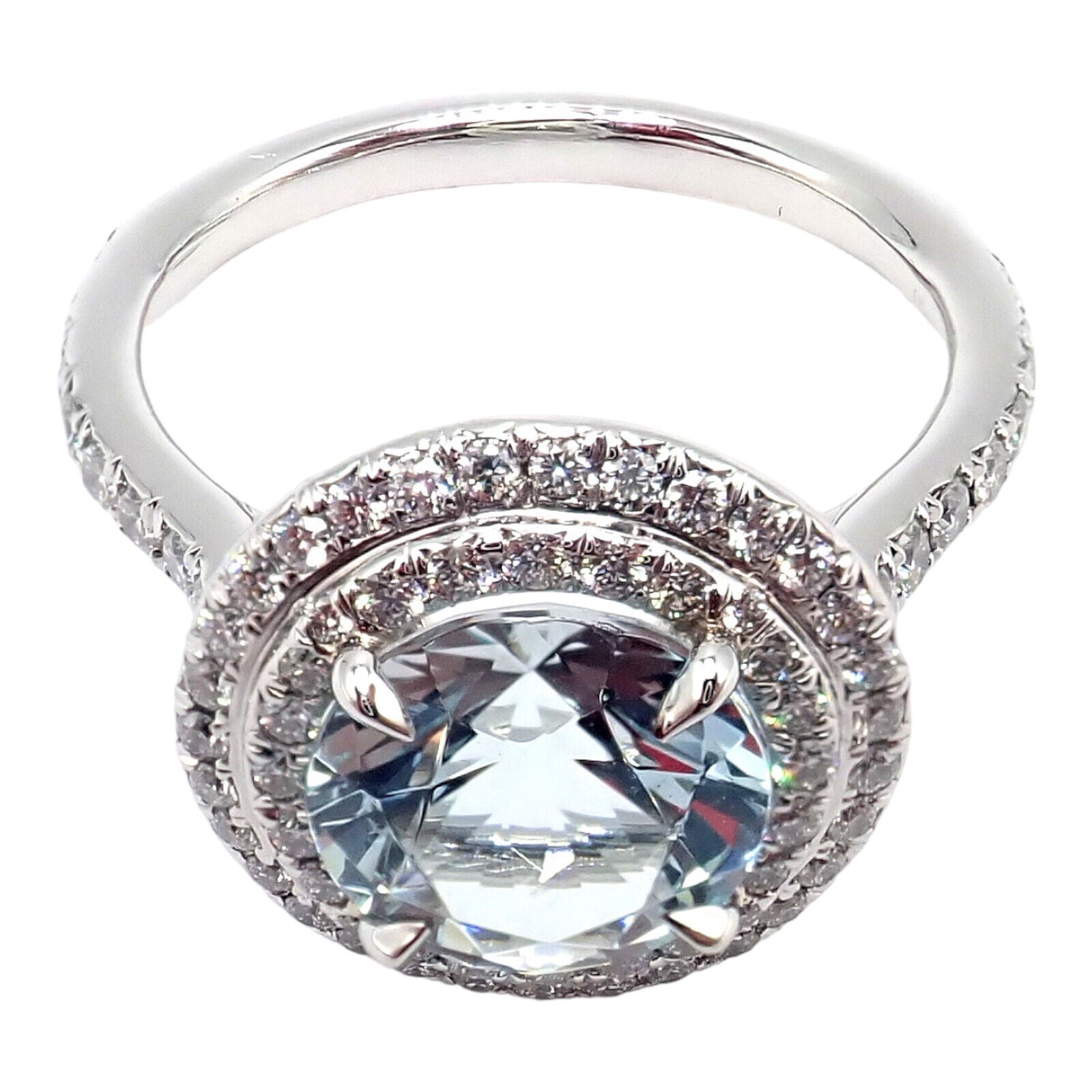 Tiffany & Co. Jewelry & Watches:Fine Jewelry:Rings Authentic!  Tiffany & Co Platinum Diamond Aquamarine Soleste Cocktail Ring