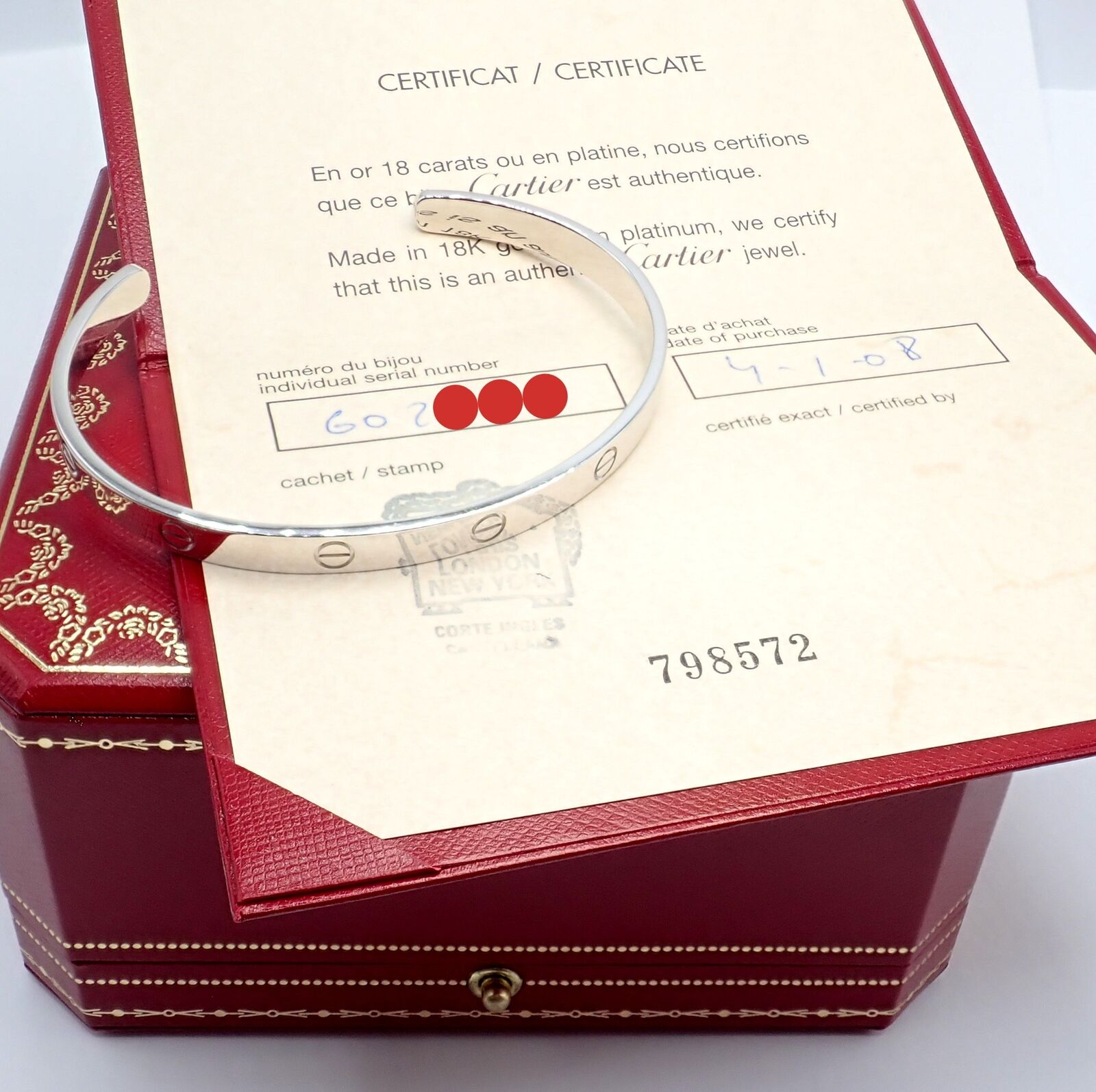 Cartier Jewelry & Watches:Fine Jewelry:Bracelets & Charms Authentic! Cartier 18k White Gold Love Cuff Open Bracelet Size 21 w/ Certificate