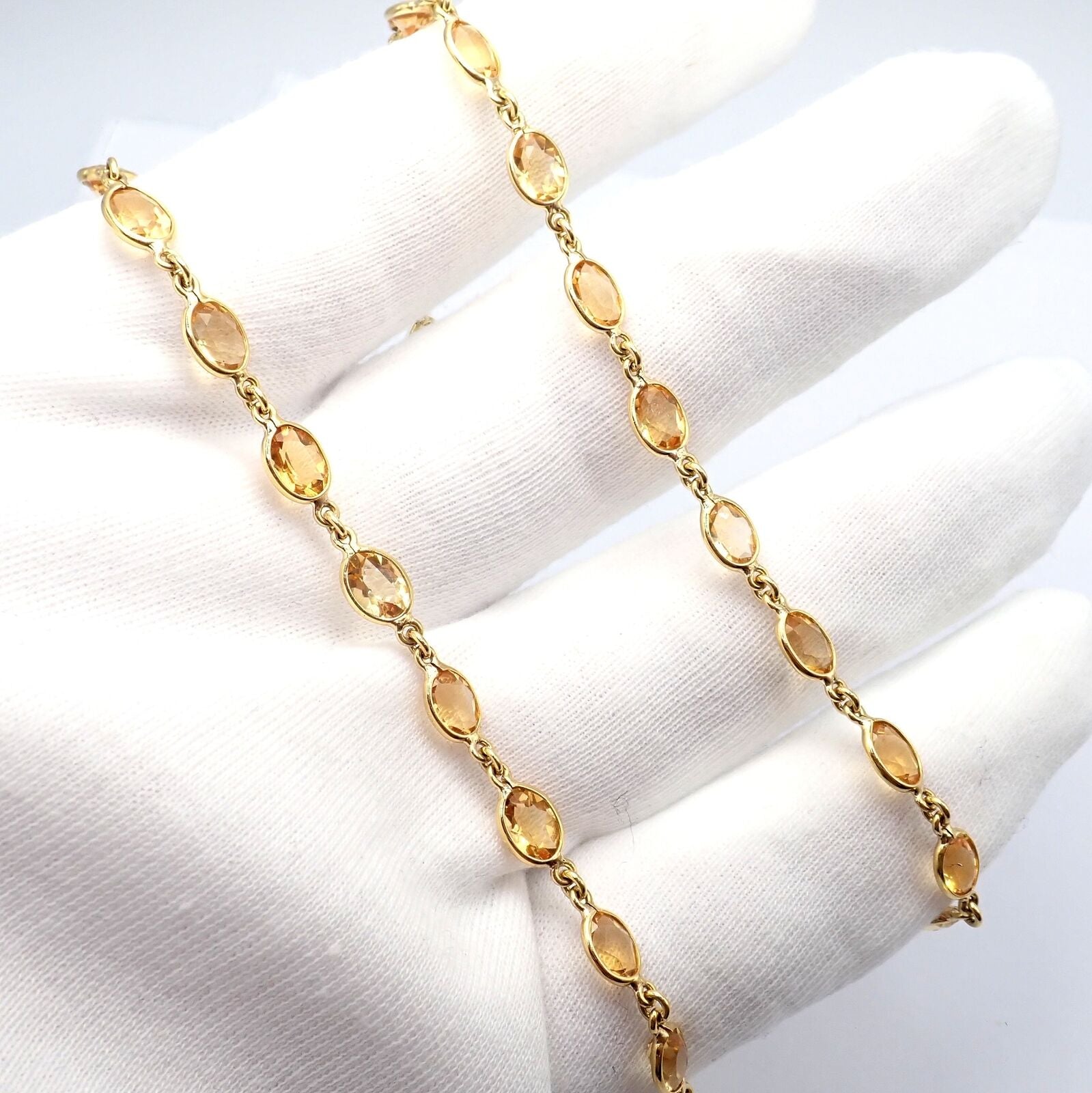 Rare! Authentic Laura Munder 18k Yellow Gold Citrine Long 24" Necklace | Fortrove