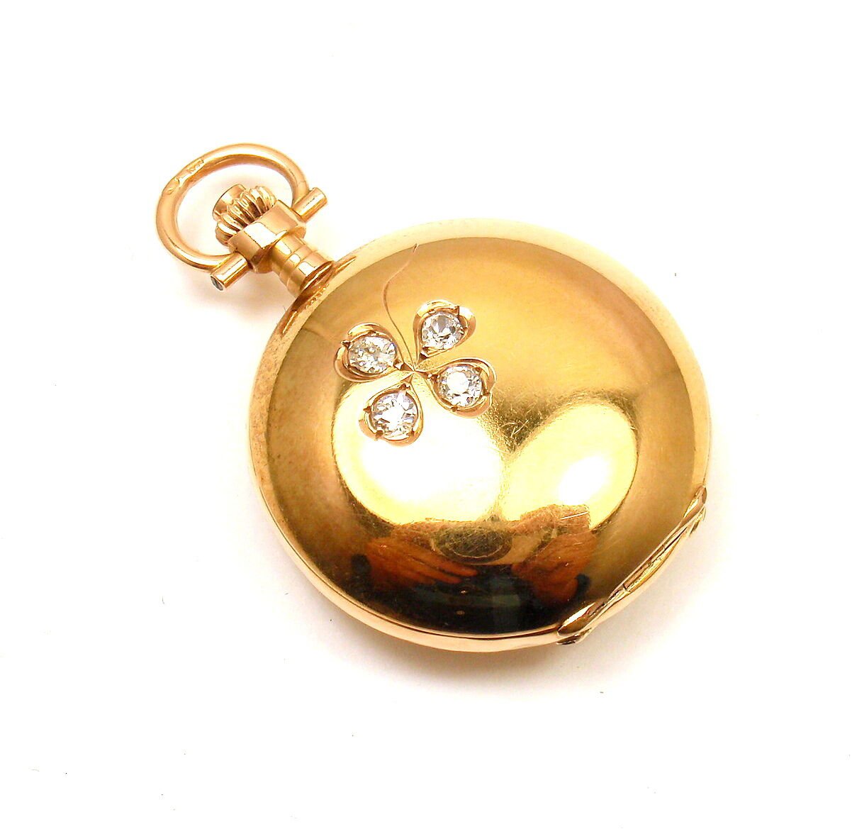Estate Jewelry & Watches:Watches, Parts & Accessories:Watches:Pocket Watches Vintage! Swiss Yellow Gold Diamond Ladies Pocket Watch High Grade Movement