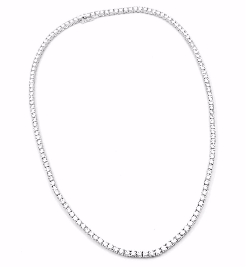 Authentic! Cartier Tennis Line 18k White Gold Diamond Necklace Certifi