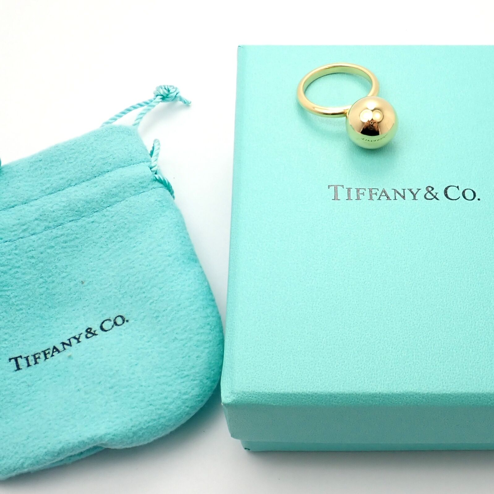 Tiffany & Co. Jewelry & Watches:Fine Jewelry:Rings Authentic! Tiffany & Co 18k Yellow Gold Hardware 12mm Large Ball Ring Box