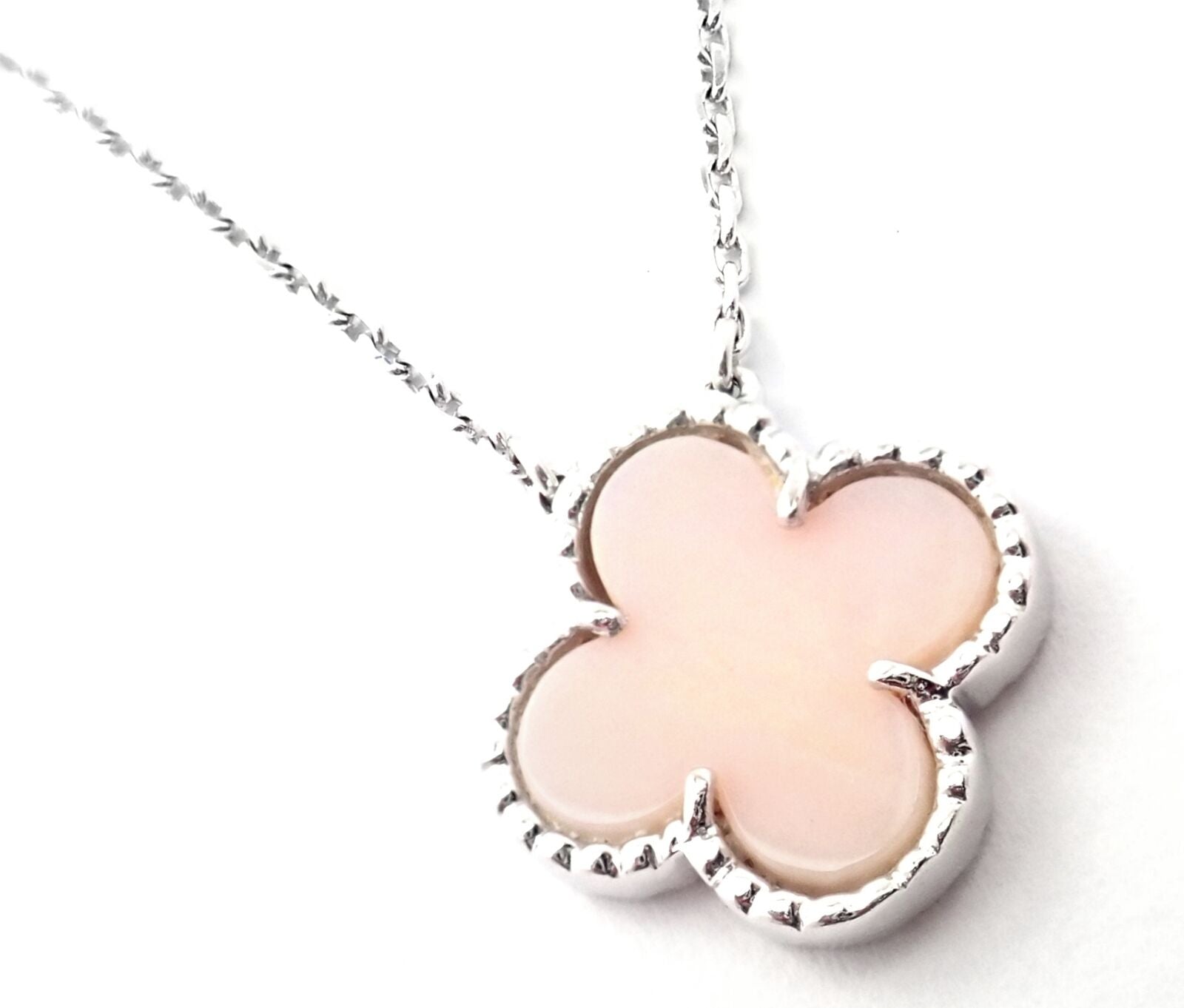 Van Cleef & Arpels Jewelry & Watches:Fine Jewelry:Necklaces & Pendants Authentic! Van Cleef & Arpels Alhambra 18k White Gold Pink Opal Pendant Necklace