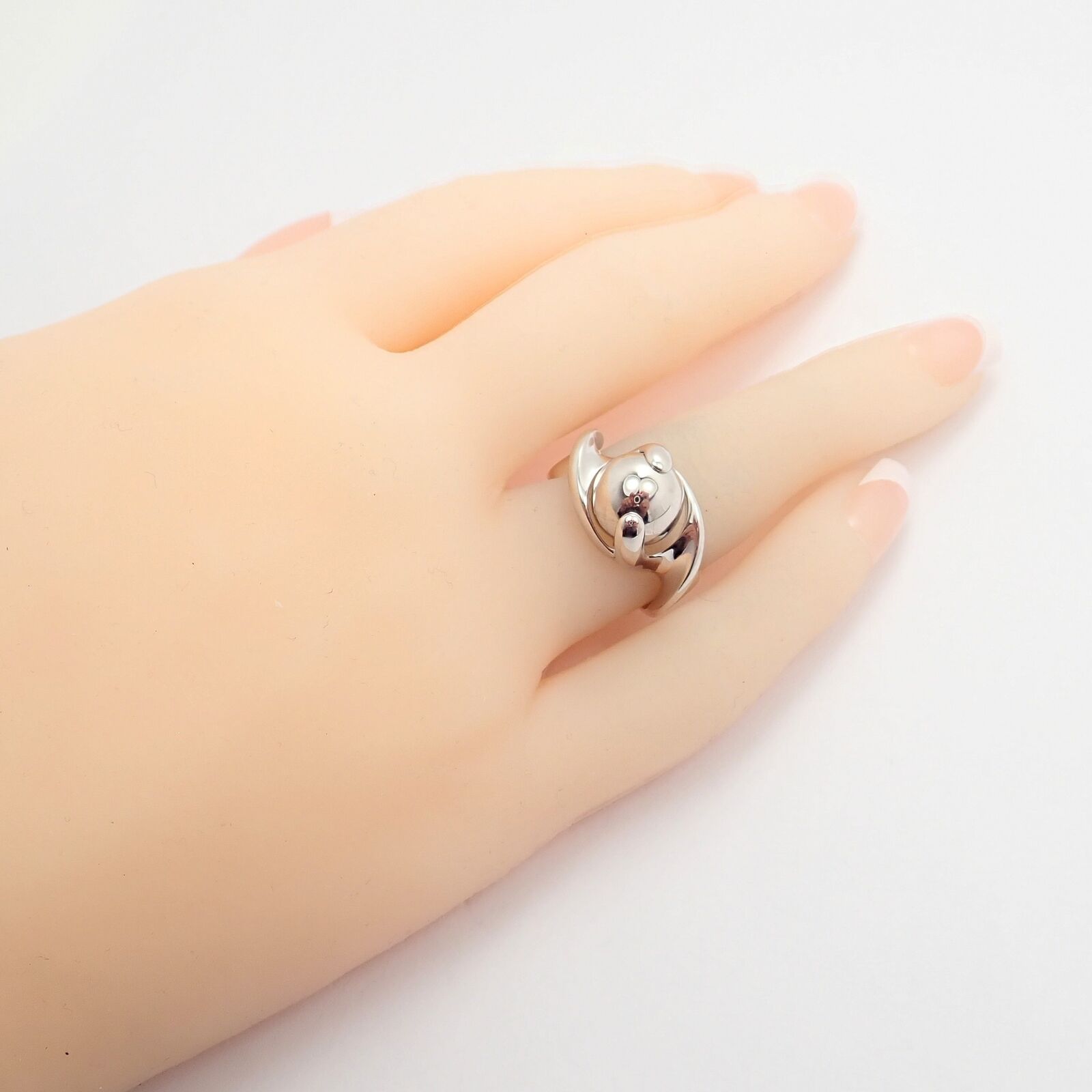 Marina B Jewelry & Watches:Fine Jewelry:Rings Authentic! Marina B 18k White Gold Rolling Ball Globe Ring Sz 7