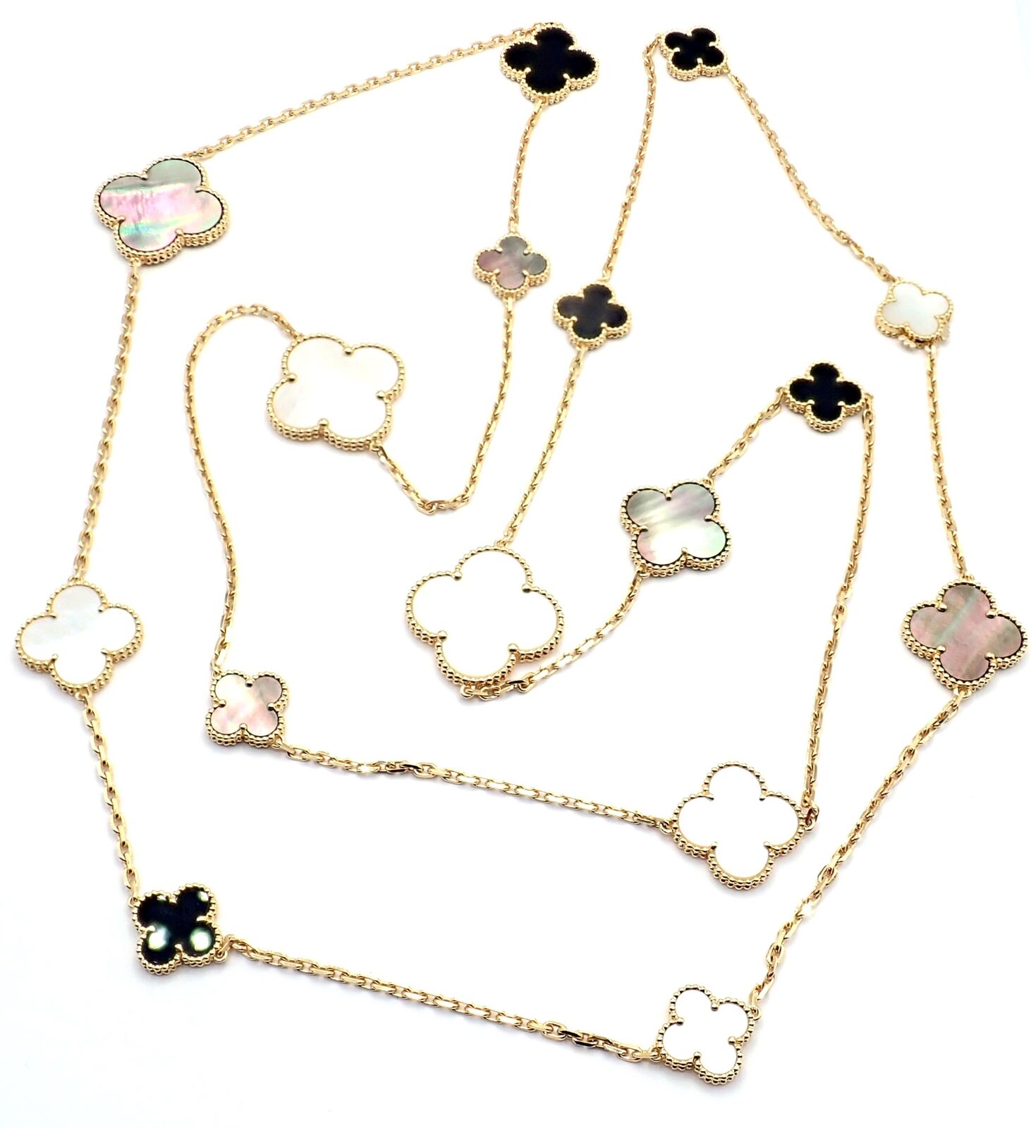 Van Cleef & Arpels Jewelry & Watches:Fine Jewelry:Necklaces & Pendants Van Cleef & Arpels 18k Gold Magic Alhambra Mother Of Pearl Long Necklace Cert.