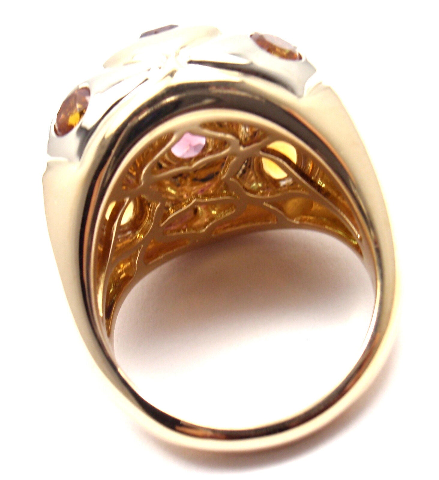 Bulgari Jewelry & Watches:Fine Jewelry:Rings Authentic! Bvlgari Bulgari 18k Yellow White Gold Peridot Citrine Tourmaline Ring