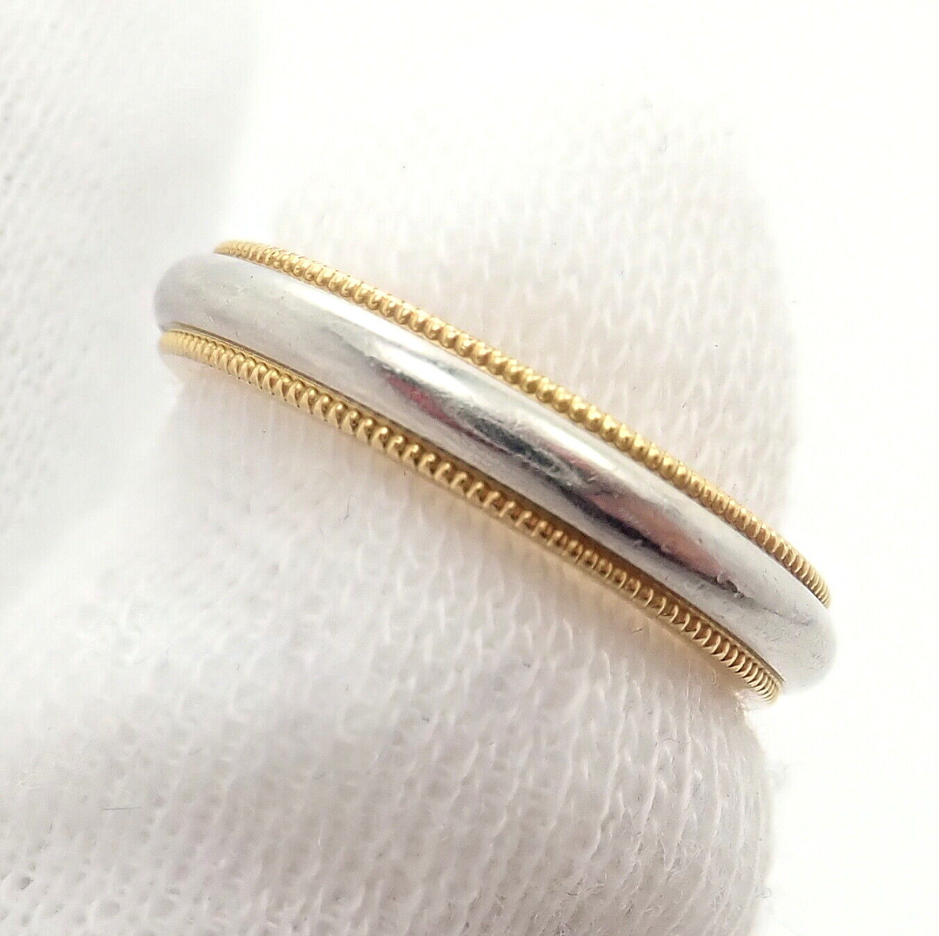 Tiffany & Co. Jewelry & Watches:Fine Jewelry:Rings Tiffany & Co. 18k Yellow Gold Platinum 4mm Band Classic Milgrain Ring Sz 5