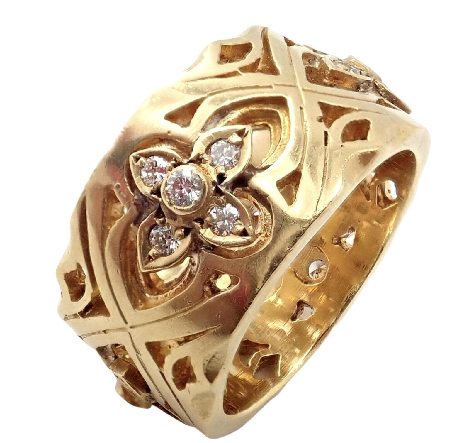 Loree Rodkin Jewelry & Watches:Vintage & Antique Jewelry:Rings Ultra Rare Loree Rodkin 18k Yellow Gold 0.60ctw Diamond Cross Band Ring sz 5.5