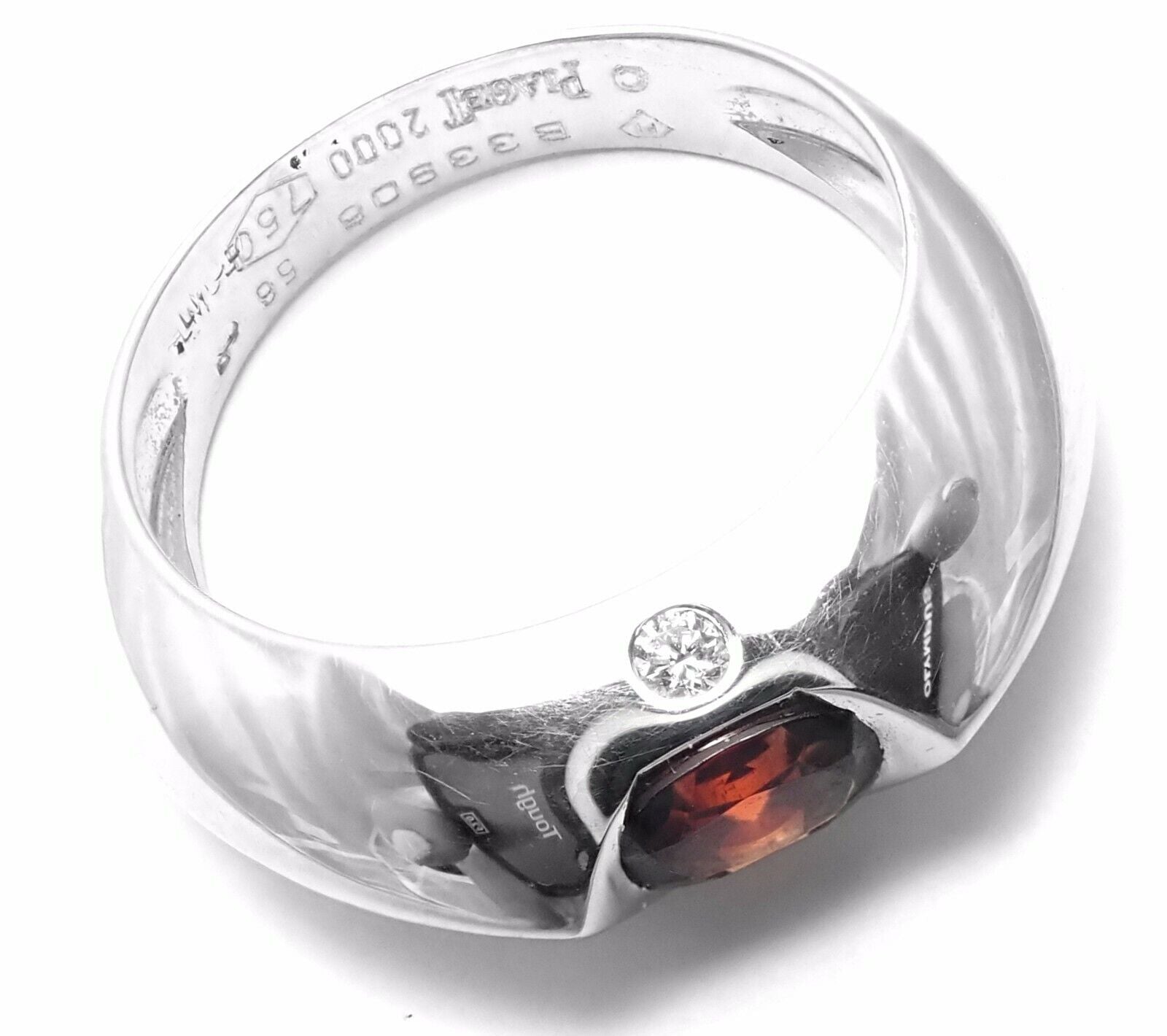 Piaget Jewelry & Watches:Fine Jewelry:Rings Authentic! Piaget 18k White Gold Diamond Garnet Modern Dome Band Ring Cert.