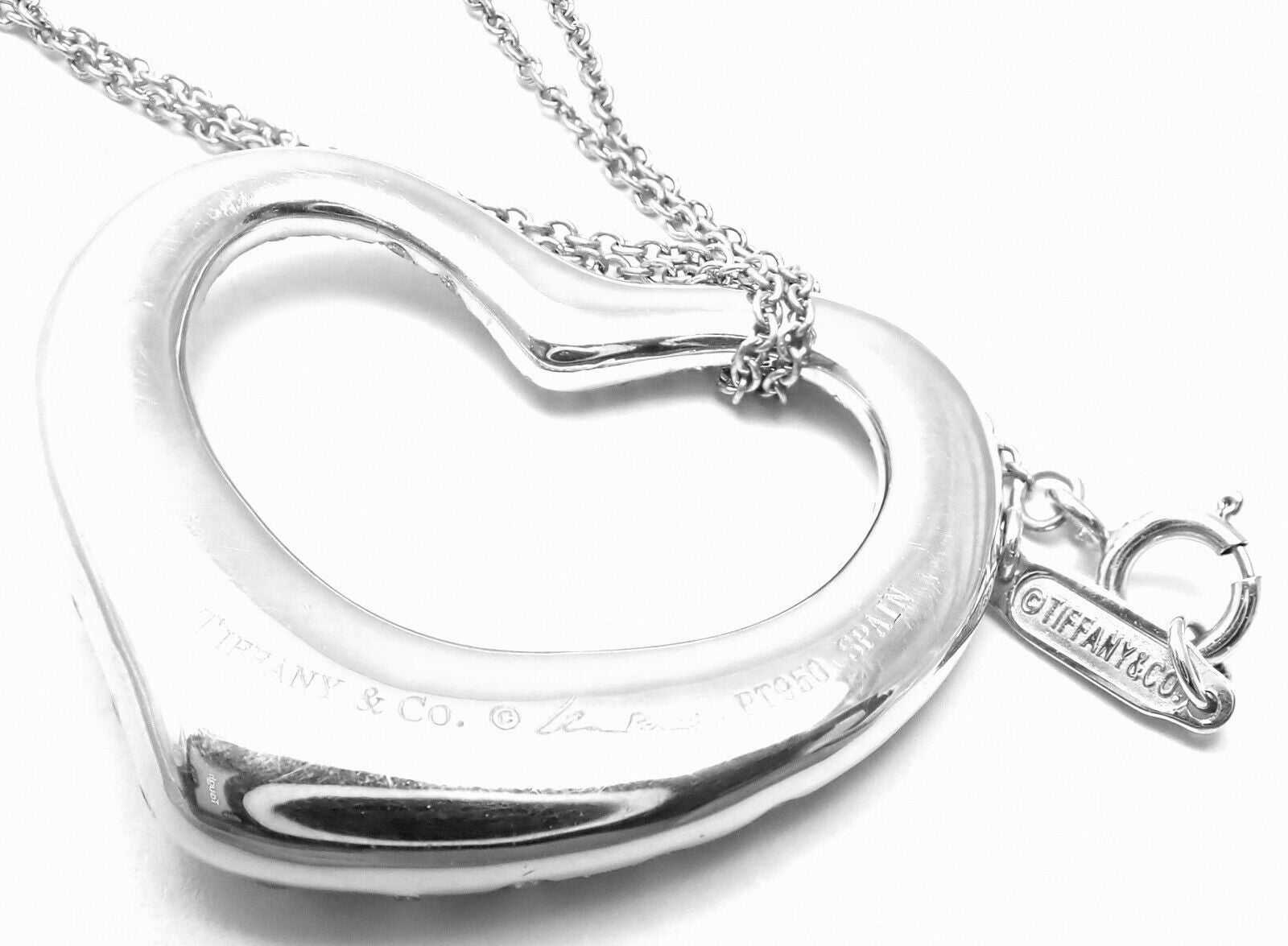 Tiffany & Co. Jewelry & Watches:Fine Jewelry:Necklaces & Pendants Authentic! Tiffany & Co Peretti Platinum 3ct Diamond Large Open Heart Necklace