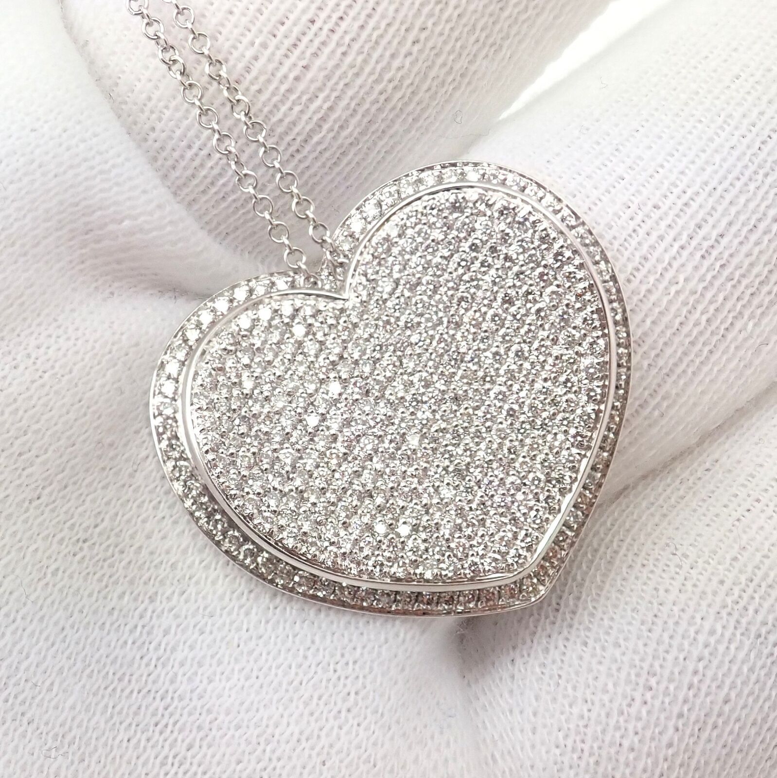 Pasquale Bruni Jewelry & Watches:Fine Jewelry:Necklaces & Pendants New! Authentic Pasquale Bruni 18k White Gold 2.02ct Pave Diamond Heart Necklace