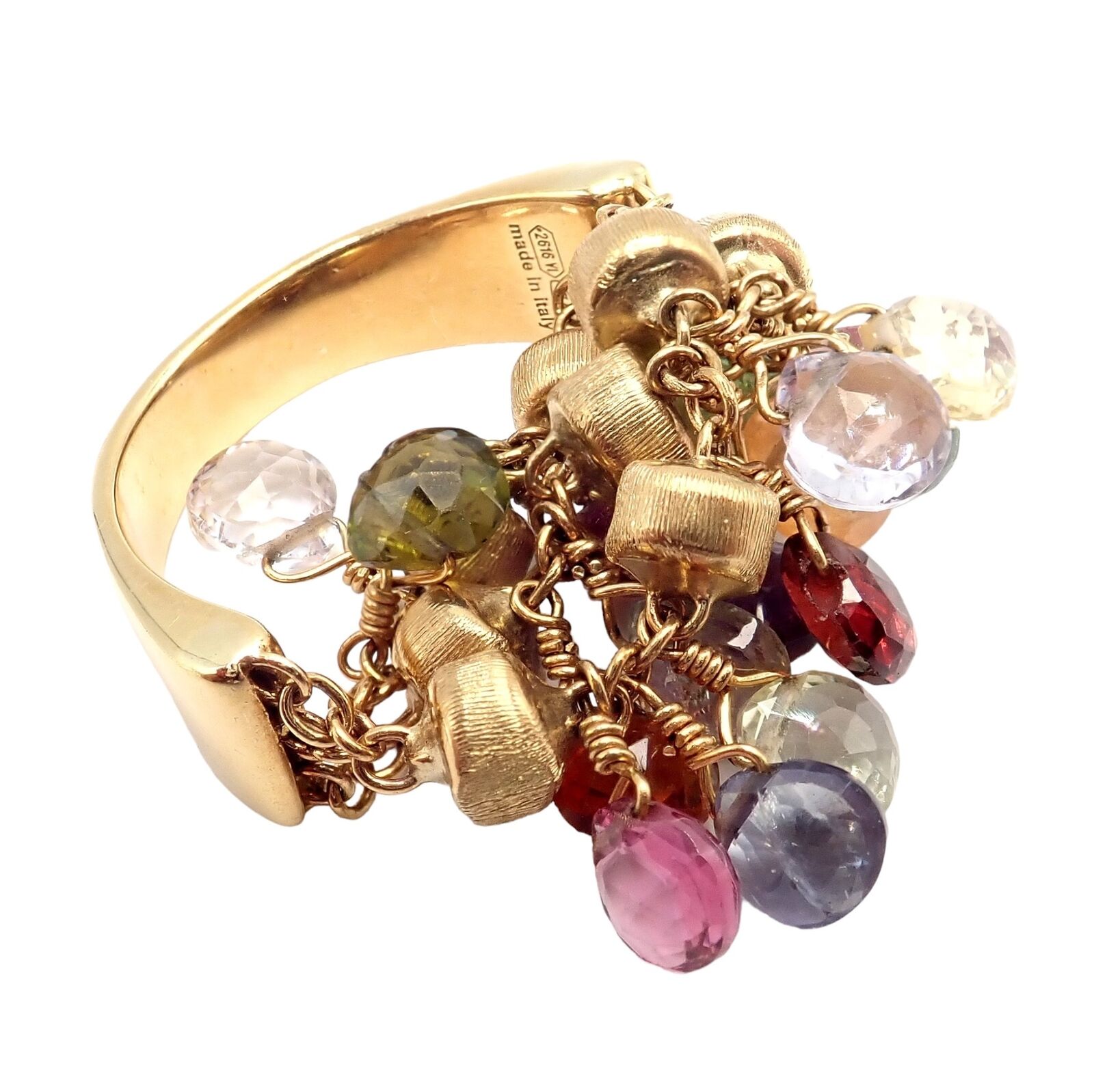 Marco Bicego Jewelry & Watches:Fine Jewelry:Rings Marco Bicego 18k Yellow Gold Paradise Multicolor Gems 3 Strand Ring