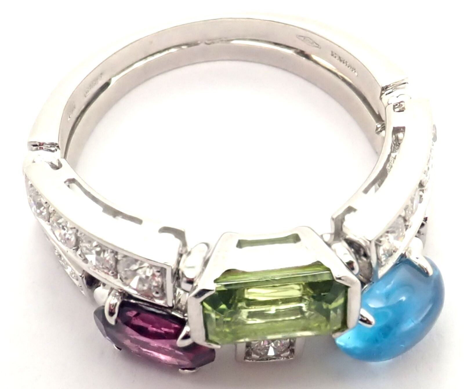 Bulgari Jewelry & Watches:Fine Jewelry:Rings Bulgari Bulgari Allegra 18k Gold Diamond Peridot Tourmaline Aquamarine Band Ring