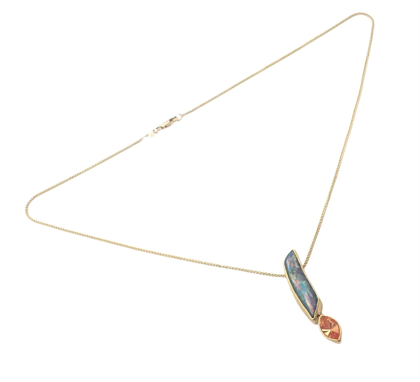 Michael Zobel Jewelry & Watches:Fine Jewelry:Necklaces & Pendants Rare Michael Zobel 18k Gold Black Opal Orange Spessartite Garnet Necklace 2002