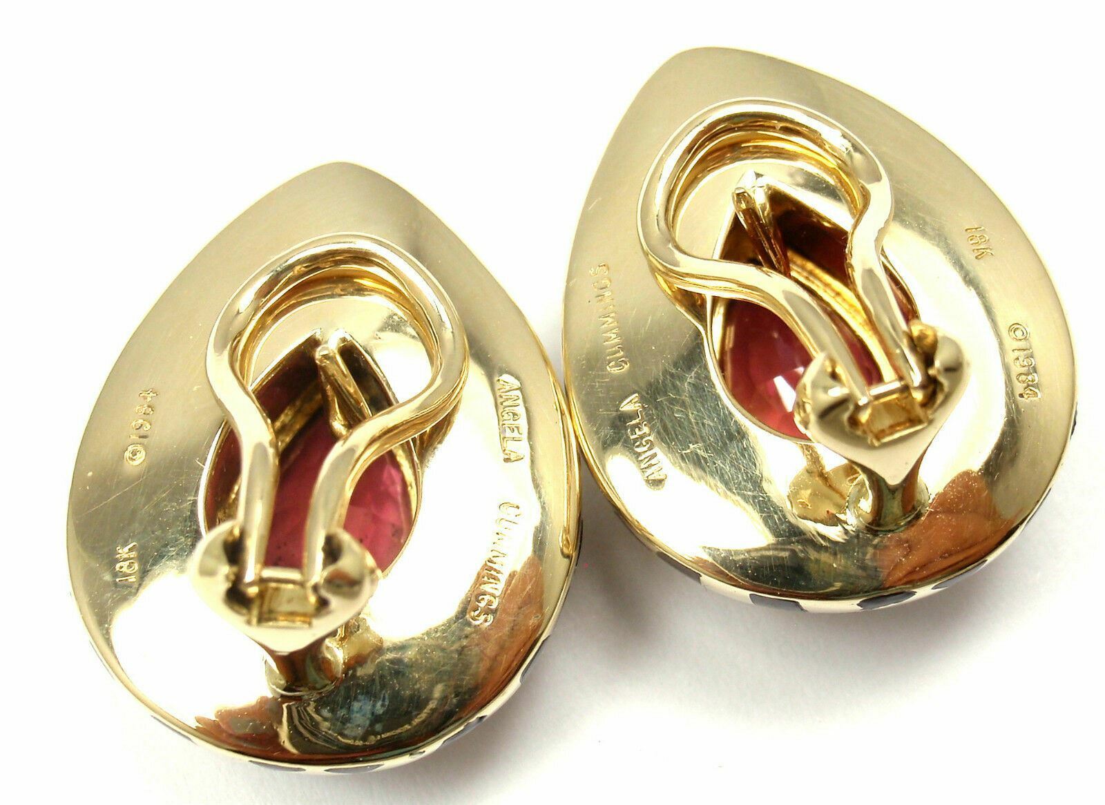 Angela Cummings Jewelry & Watches:Fine Jewelry:Earrings Authentic! Angela Cummings 18k Yellow Gold Black Jade Pink Tourmaline Earrings
