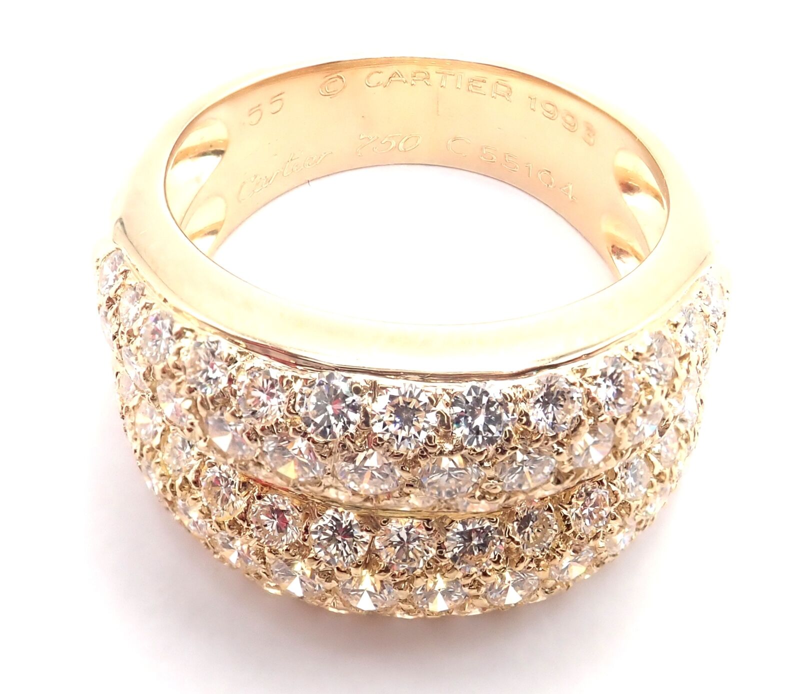 Cartier Jewelry & Watches:Fine Jewelry:Rings Authentic! Cartier 18k Yellow Gold Double Pave Diamond Band Ring 1993