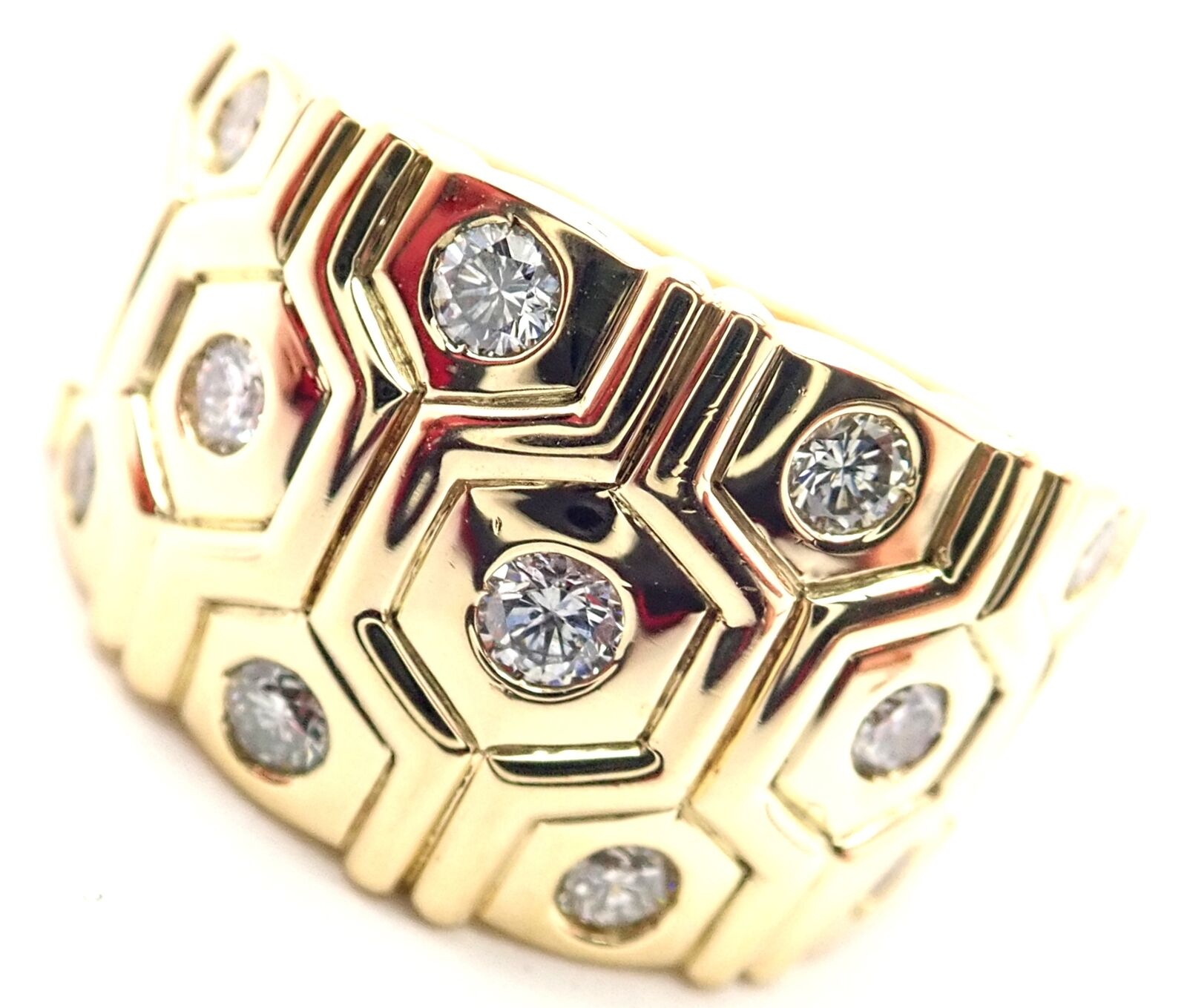 Cartier Jewelry & Watches:Fine Jewelry:Rings Rare! Authentic Cartier London 18k Yellow Gold Diamond Beehive Band Ring Cert
