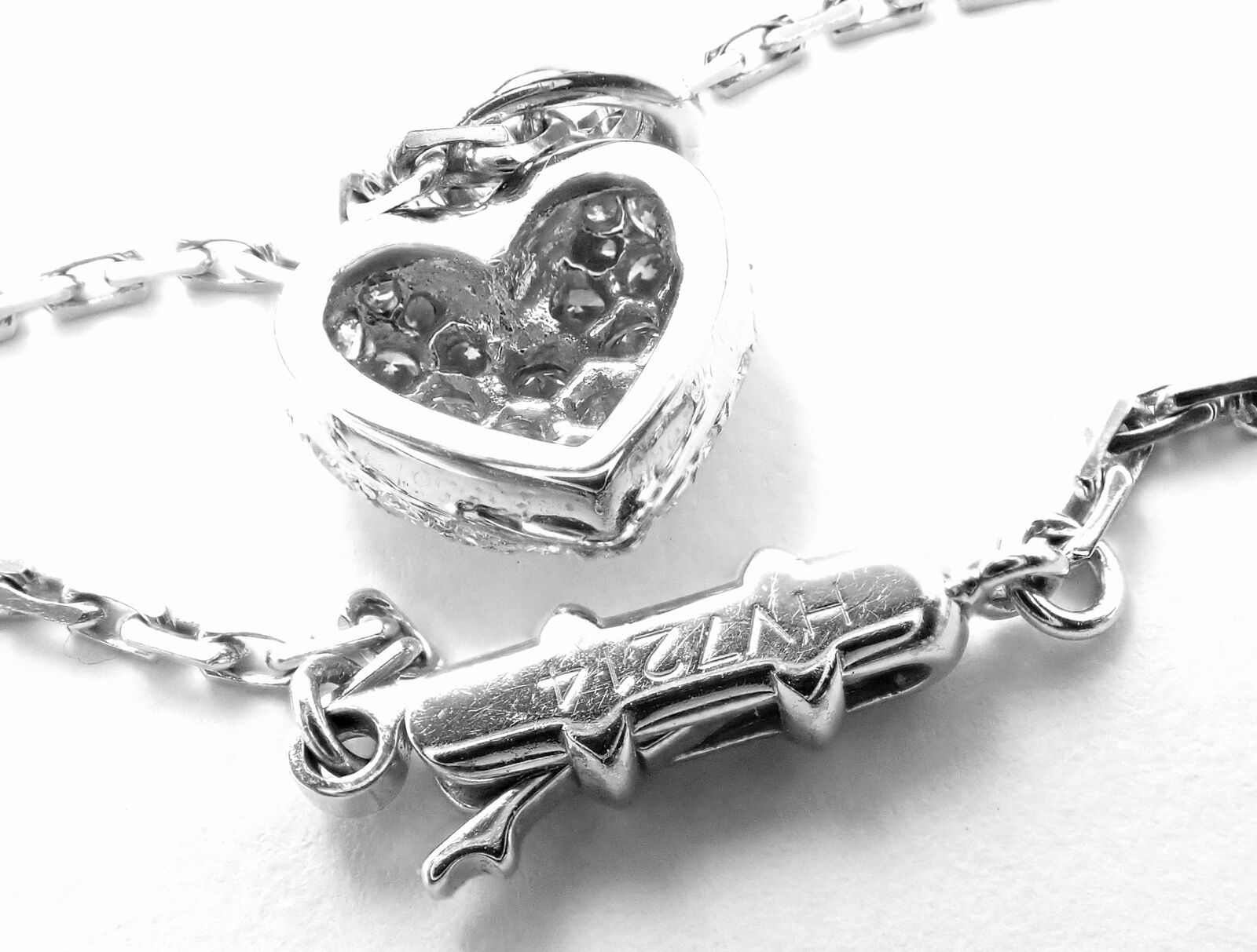 Cartier Jewelry & Watches:Fine Jewelry:Necklaces & Pendants Authentic! Cartier 18k White Gold Diamond Pavé Small Heart Pendant Necklace