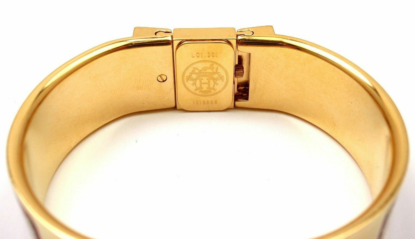 Authentic HERMES Wrist Watch Goldtone GP Loquet Red Lizard Skin Bangle  Bracelet