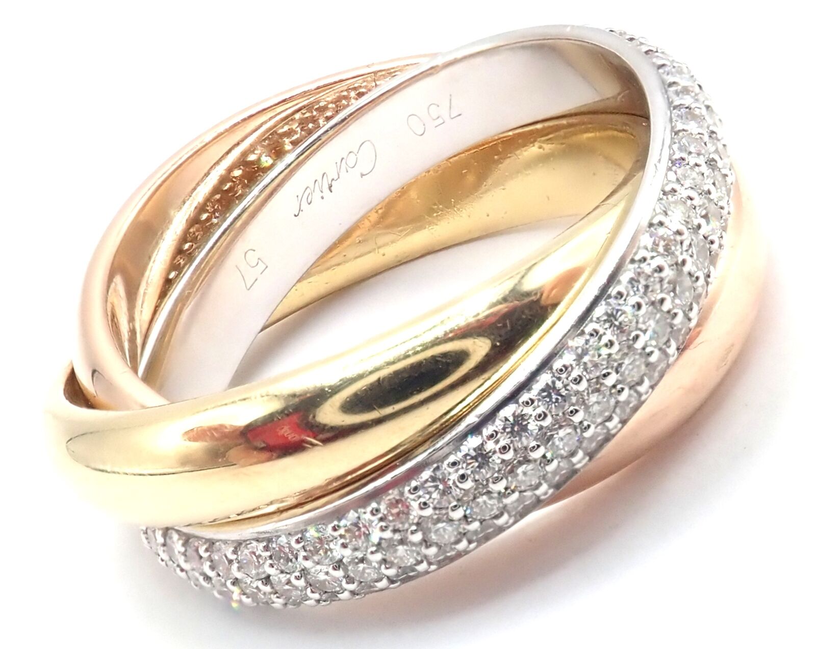 Cartier 15 Diamond Trinity Ring 18K Rose Gold/18K White Gold/18K Yellow Gold mm