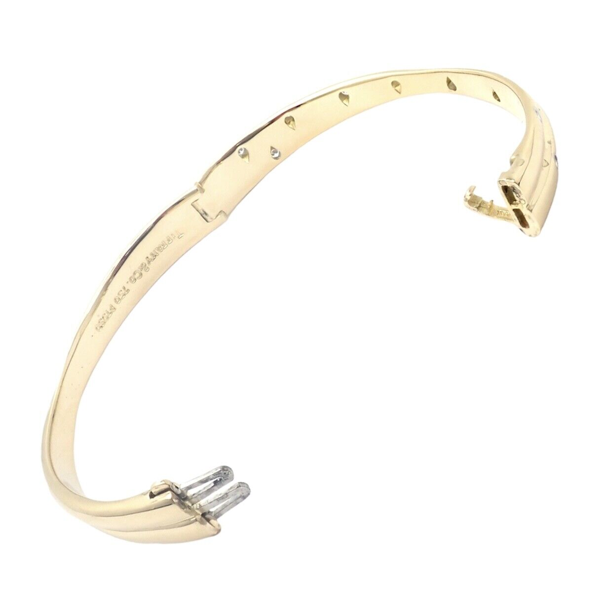 Tiffany & Co. Jewelry & Watches:Fine Jewelry:Bracelets & Charms Tiffany & Co 18k Yellow Gold Platinum Etoile Diamond Crossover Bangle Bracelet