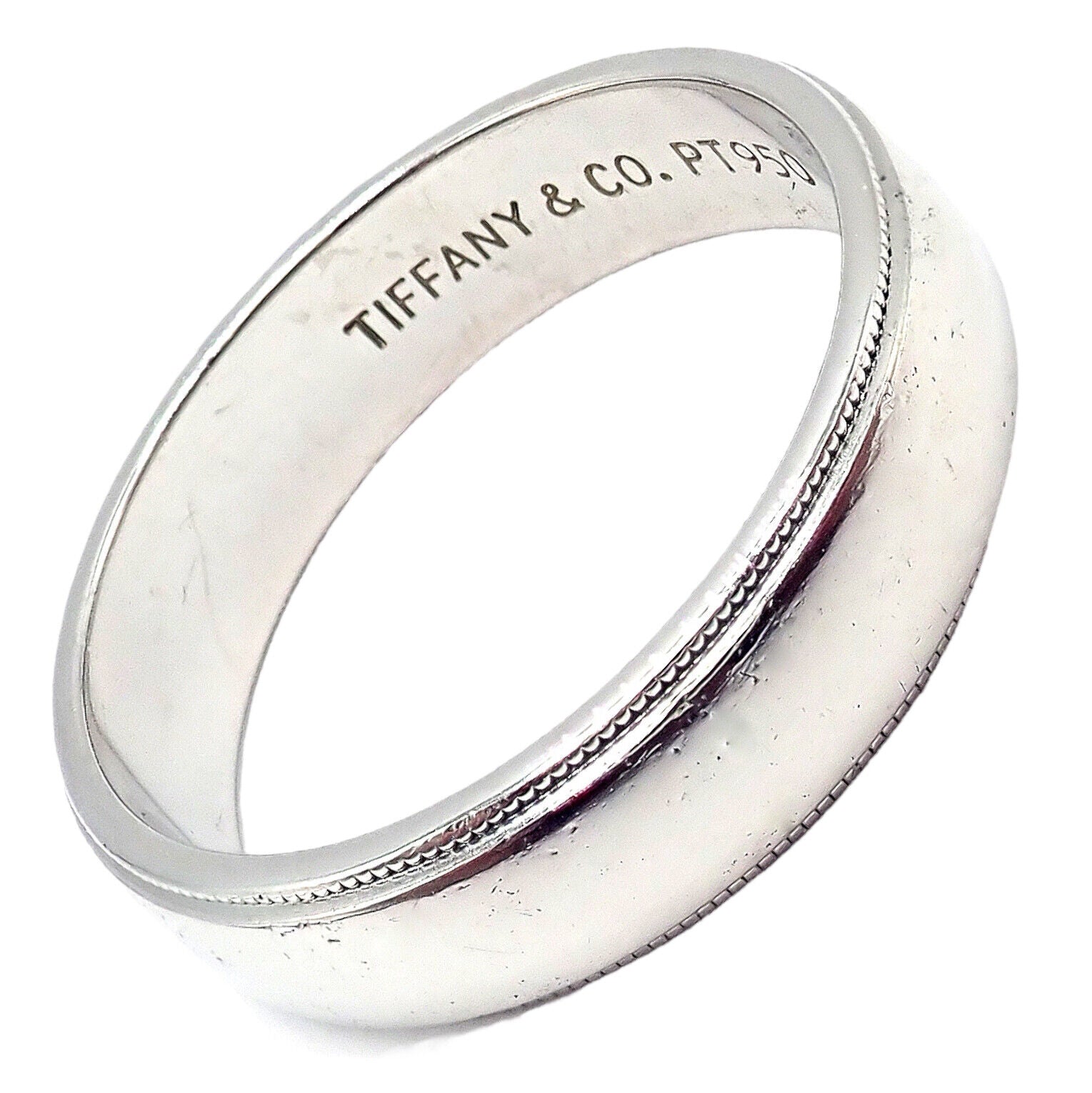 Tiffany & Co. Jewelry & Watches:Fine Jewelry:Rings Tiffany & Co. Platinum 6mm Band Classic Milgrain Mens Band Ring Sz 11.5
