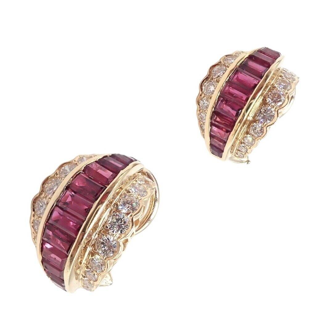 Oscar Heyman Jewelry & Watches:Fine Jewelry:Earrings Rare! Authentic Oscar Heyman 18k Yellow Gold Diamond Ruby Earrings