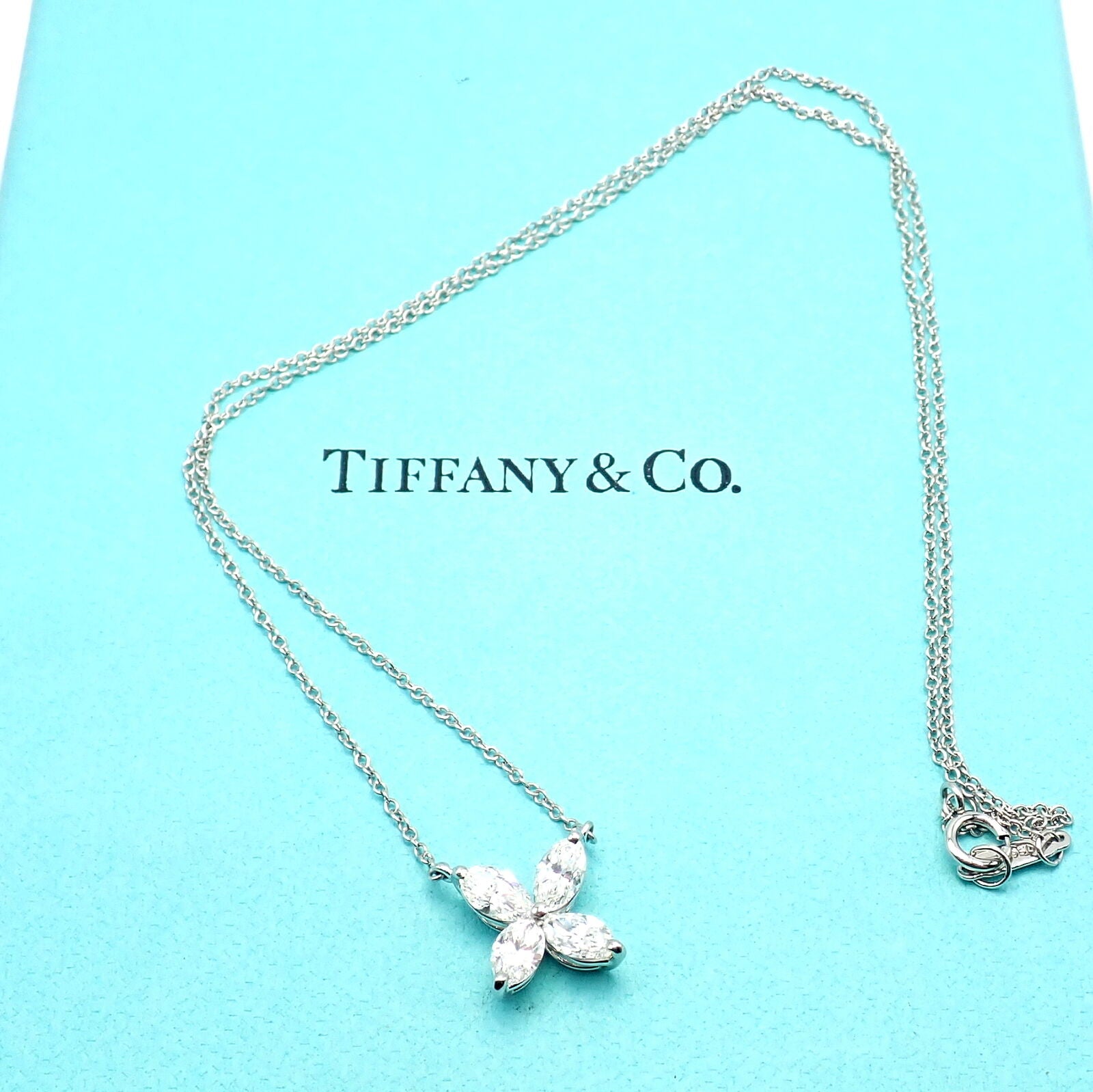Tiffany & Co. Jewelry & Watches:Fine Jewelry:Necklaces & Pendants Authentic! Tiffany & Co Victoria Platinum Diamond 0.81ctw Pendant Necklace L