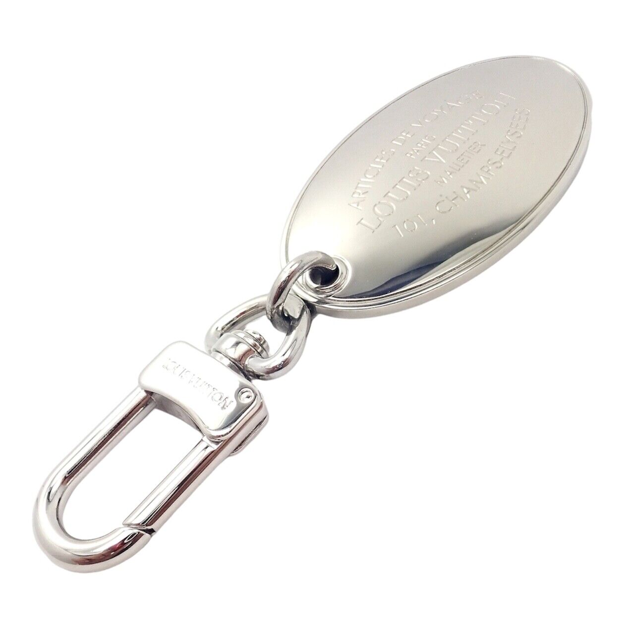 Authentic Louis Vuitton LV Large Stainless Steel Luggage Tag Key Chain CK 1100
