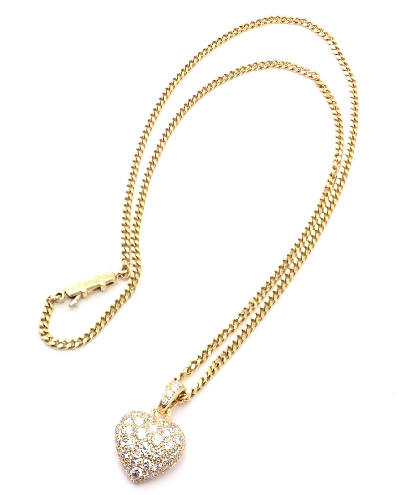 Cartier Jewelry & Watches:Fine Jewelry:Necklaces & Pendants Authentic! Cartier 18k Yellow Gold 2ct Diamond Pavé Large Heart Pendant Necklace