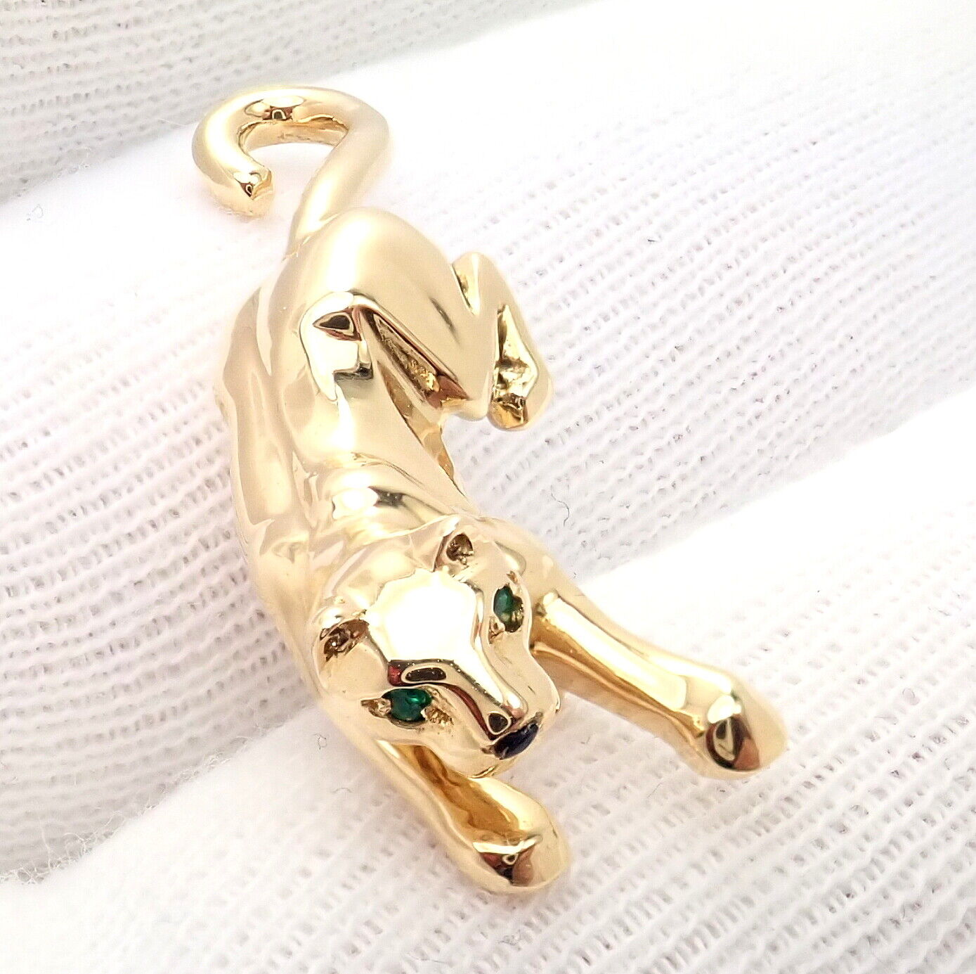 Authentic Cartier Panther Panthere 18k Yellow Gold Tie Lapel Pin