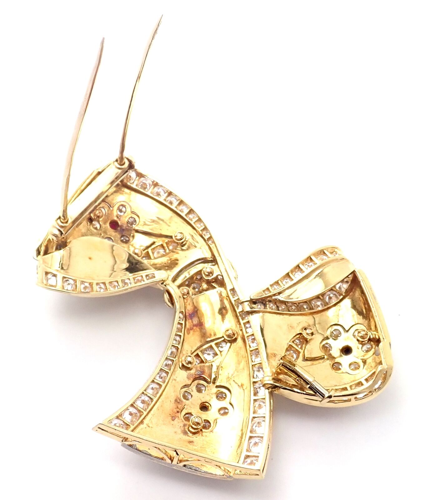 Rare! Authentic Van Cleef & Arpels Diamond 18K Yellow Gold Flower Pin Brooch